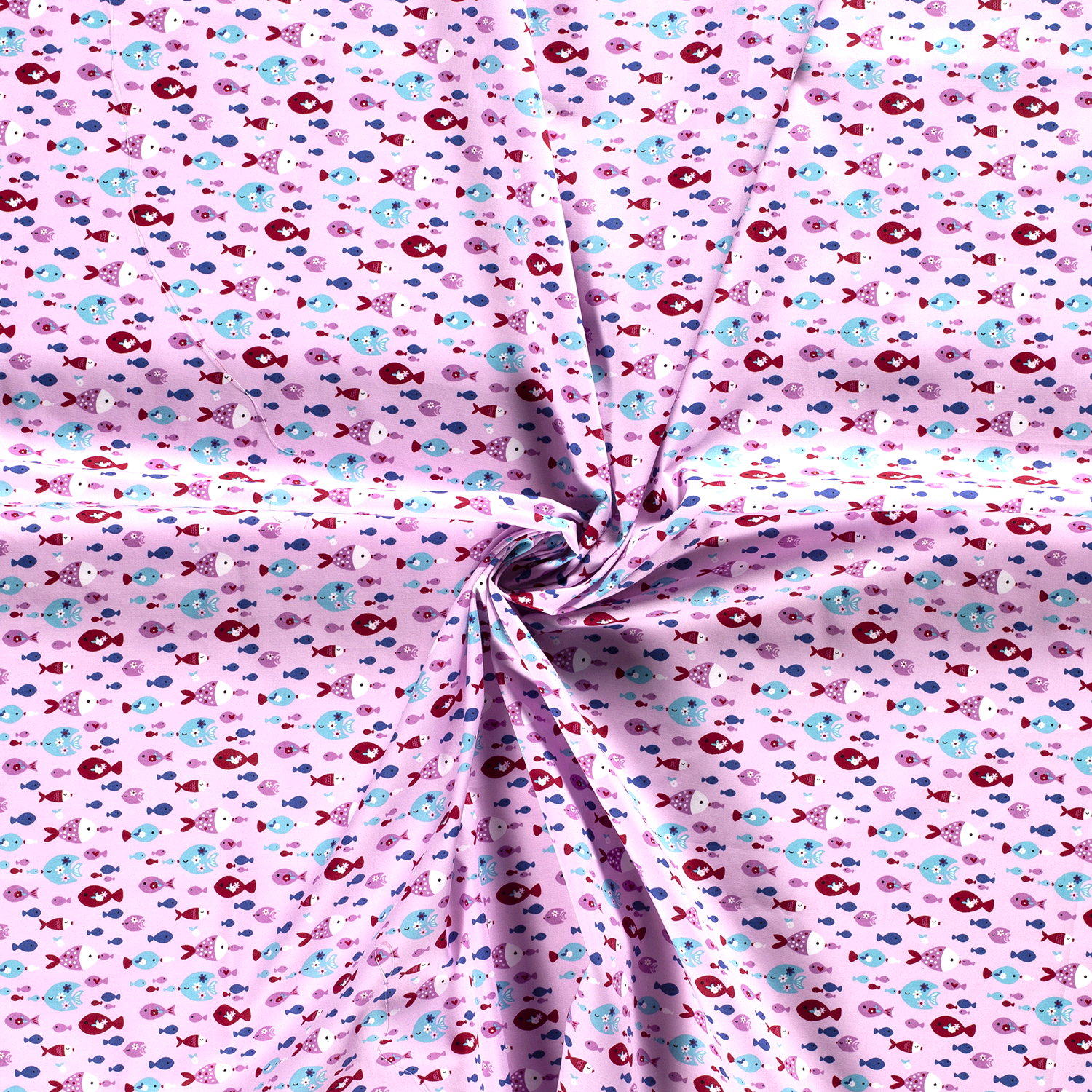 Popeline, Kindermotive - Tiere, rosa, hellblau
