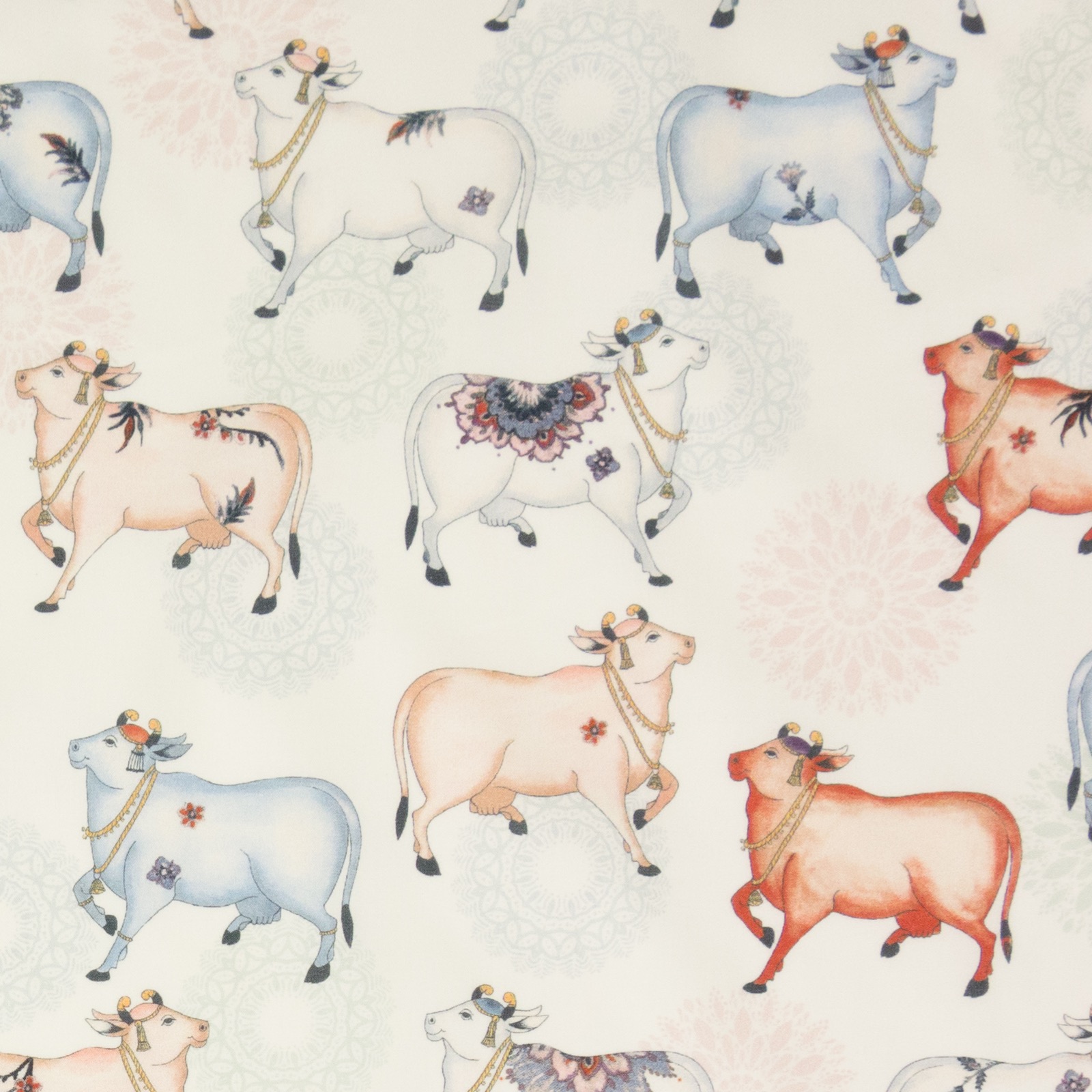 Leichter Baumwollstoff, Popeline, terracotta, offwhite, pastellblau, rosé, Tiermotive – Bild 4