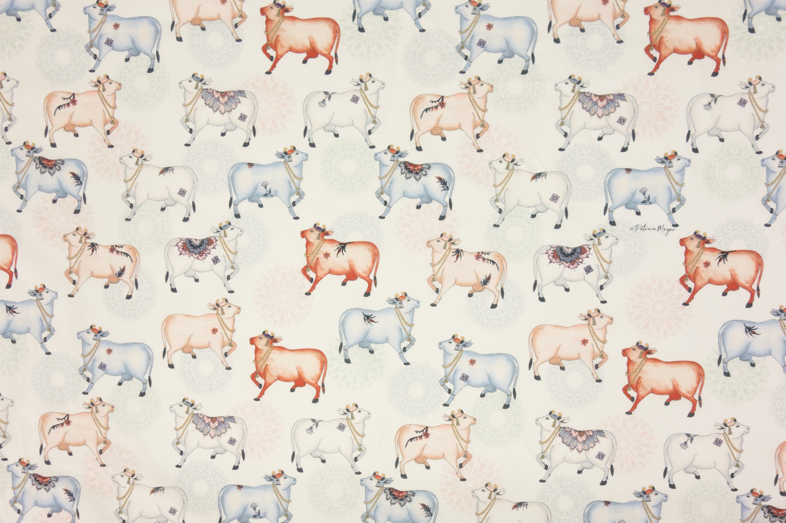 Leichter Baumwollstoff, Popeline, terracotta, offwhite, pastellblau, rosé, Tiermotive – Bild 5