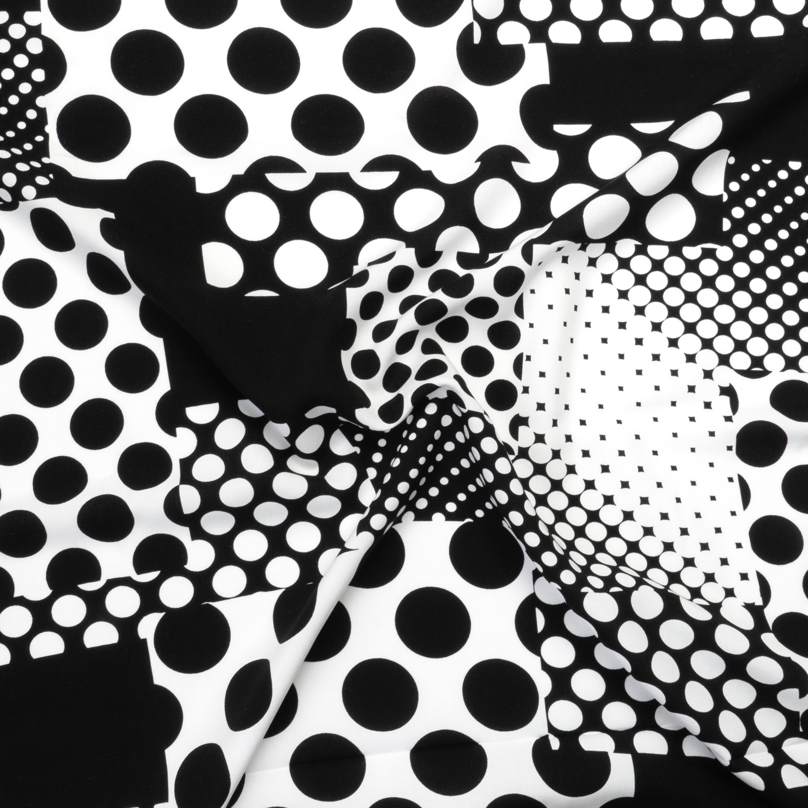 Viskosestoff, Javanaise, schwarz/weiß, abstrakt gemustert