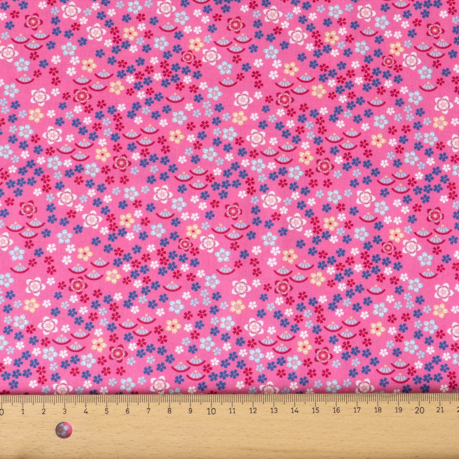 Baumwollstoff, Popeline, pink, dunkelblau, rot, weiß, Milles Fleures – Bild 5