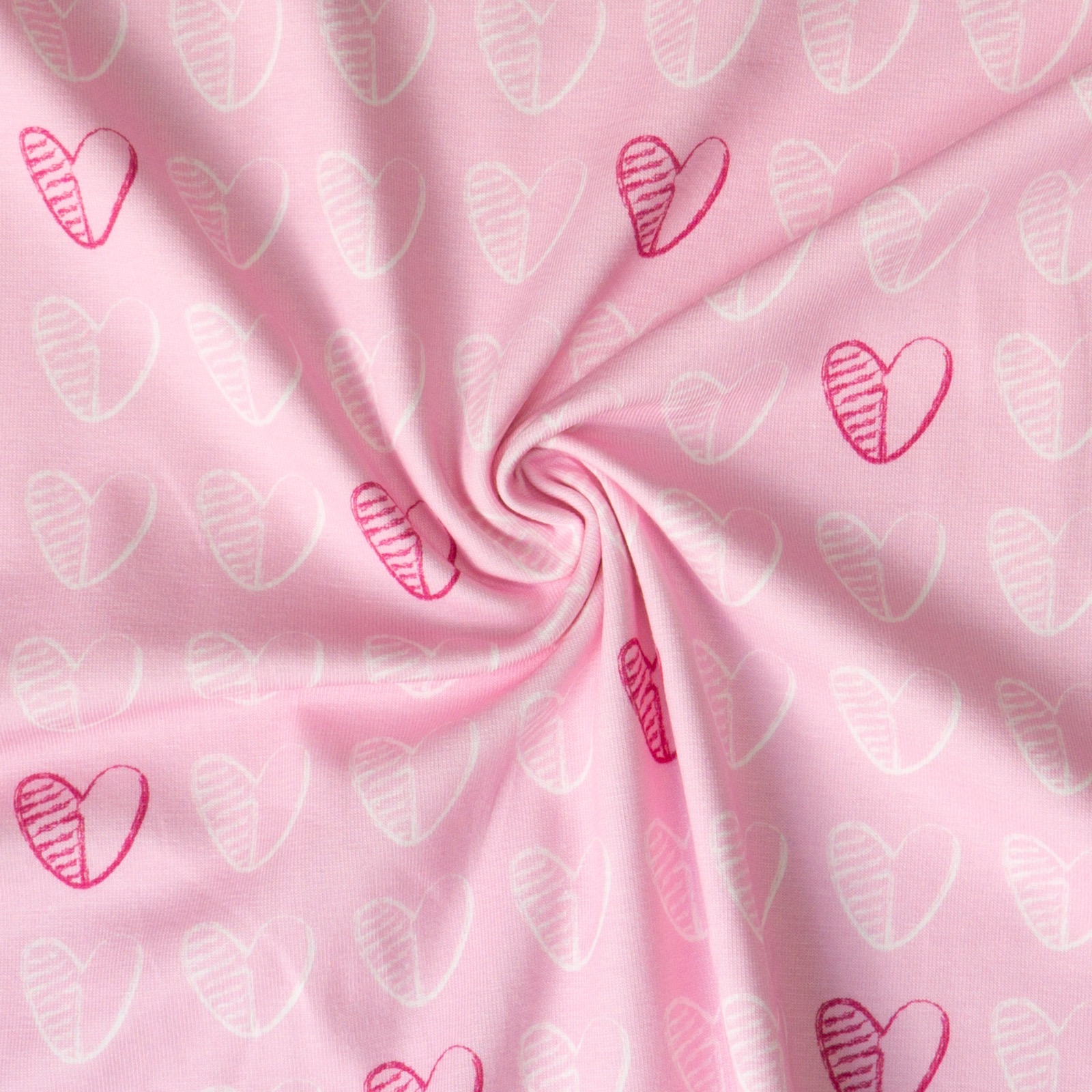 Baumwolljersey, Kindermotive - grafisch gemustert, rosa, pink, weiß