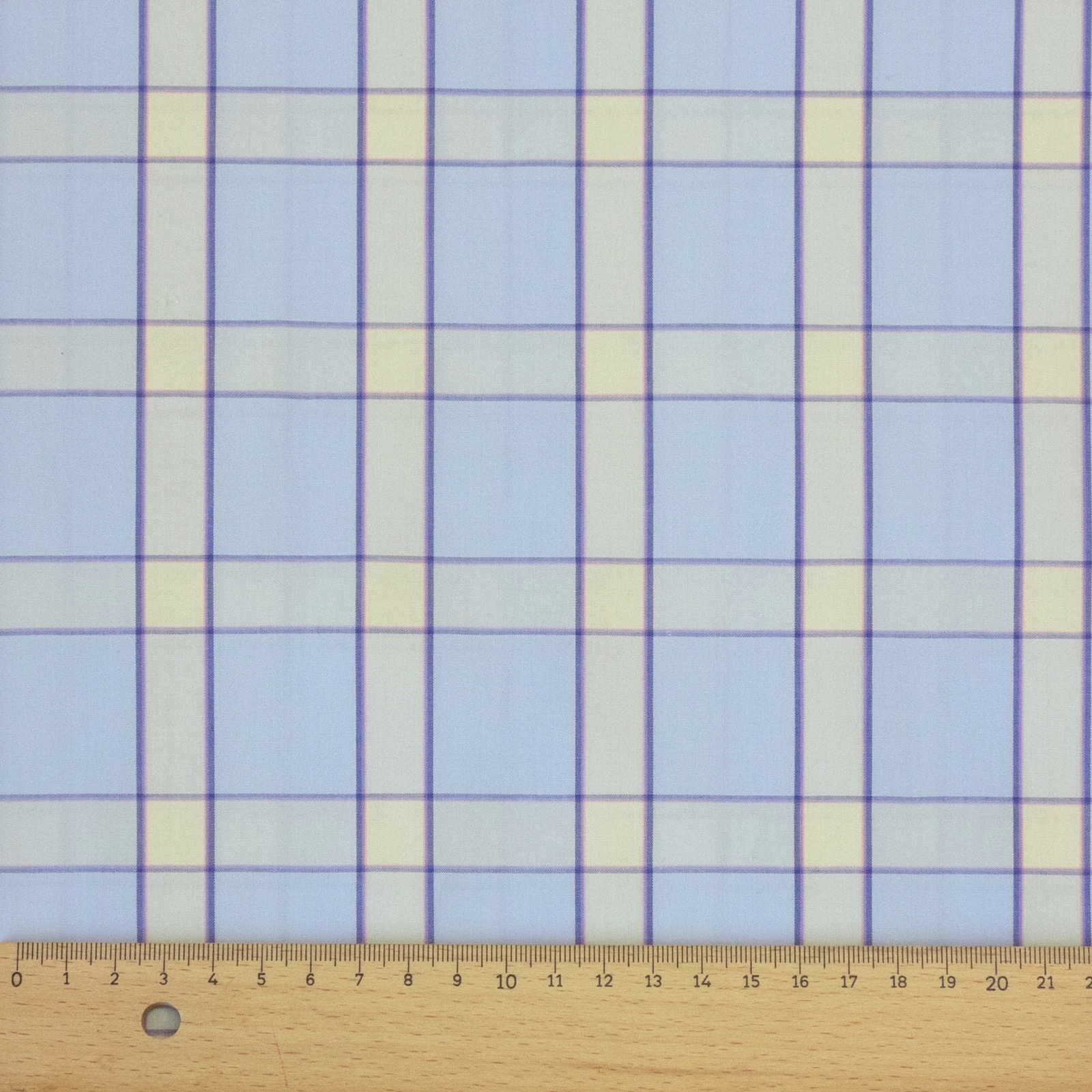 Baumwollstoff, Popeline, hellblau, beige, weiß, Webkaro – Bild 4