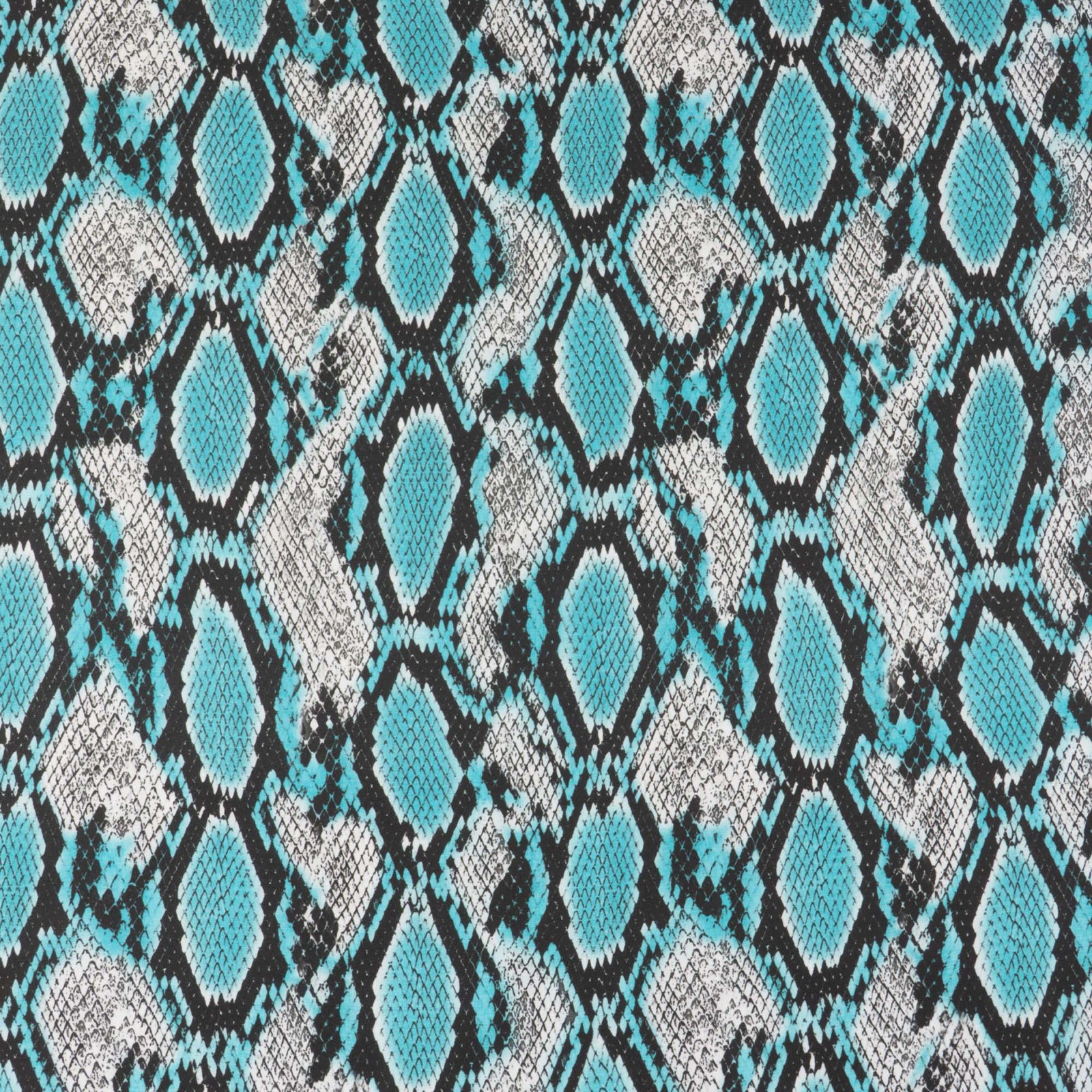 Viskosestoff, Javanaise, türkis, schwarz, grau, offwhite, Animal-Muster – Bild 4