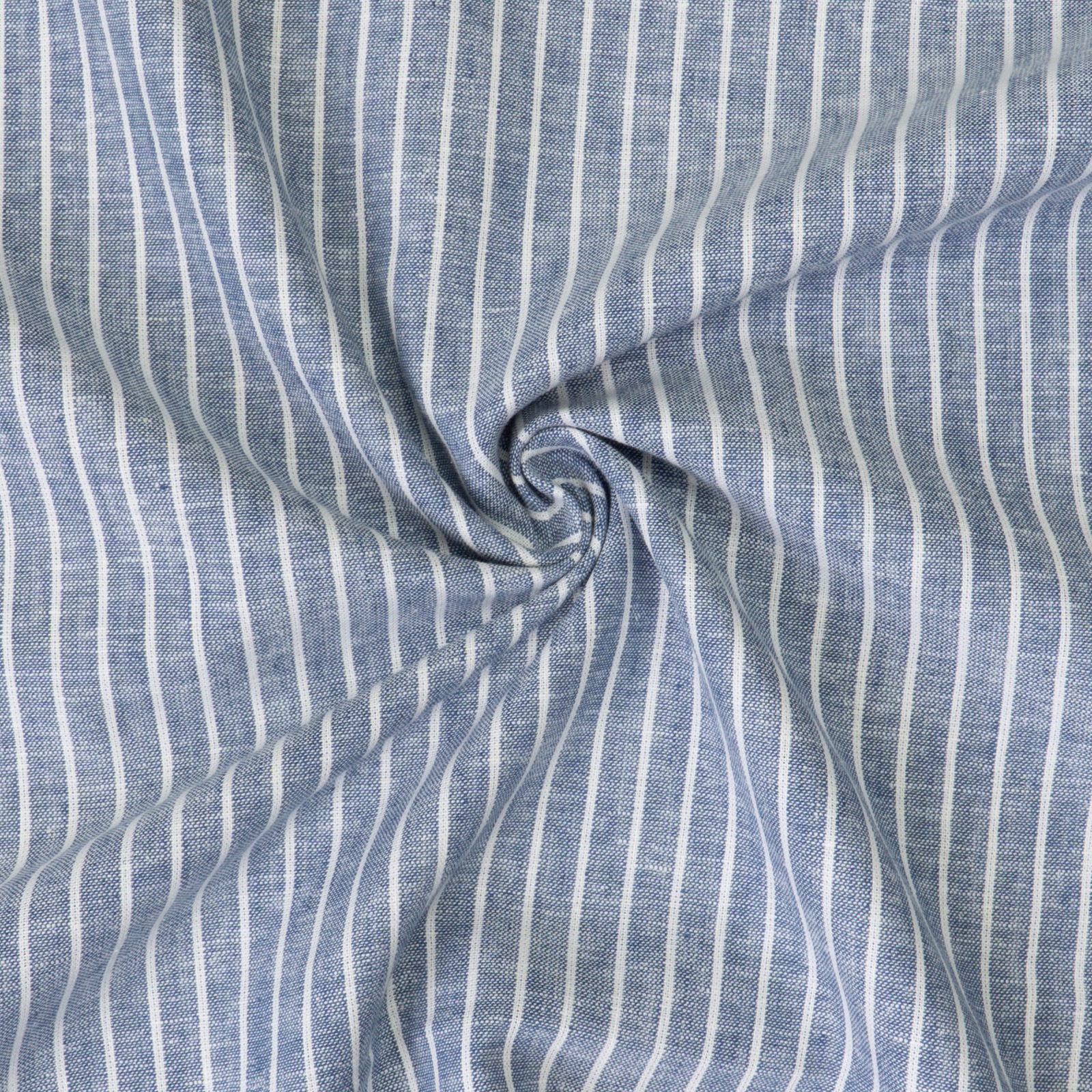 feines Leinengemisch, Webstreifen, jeansblau, weiß
