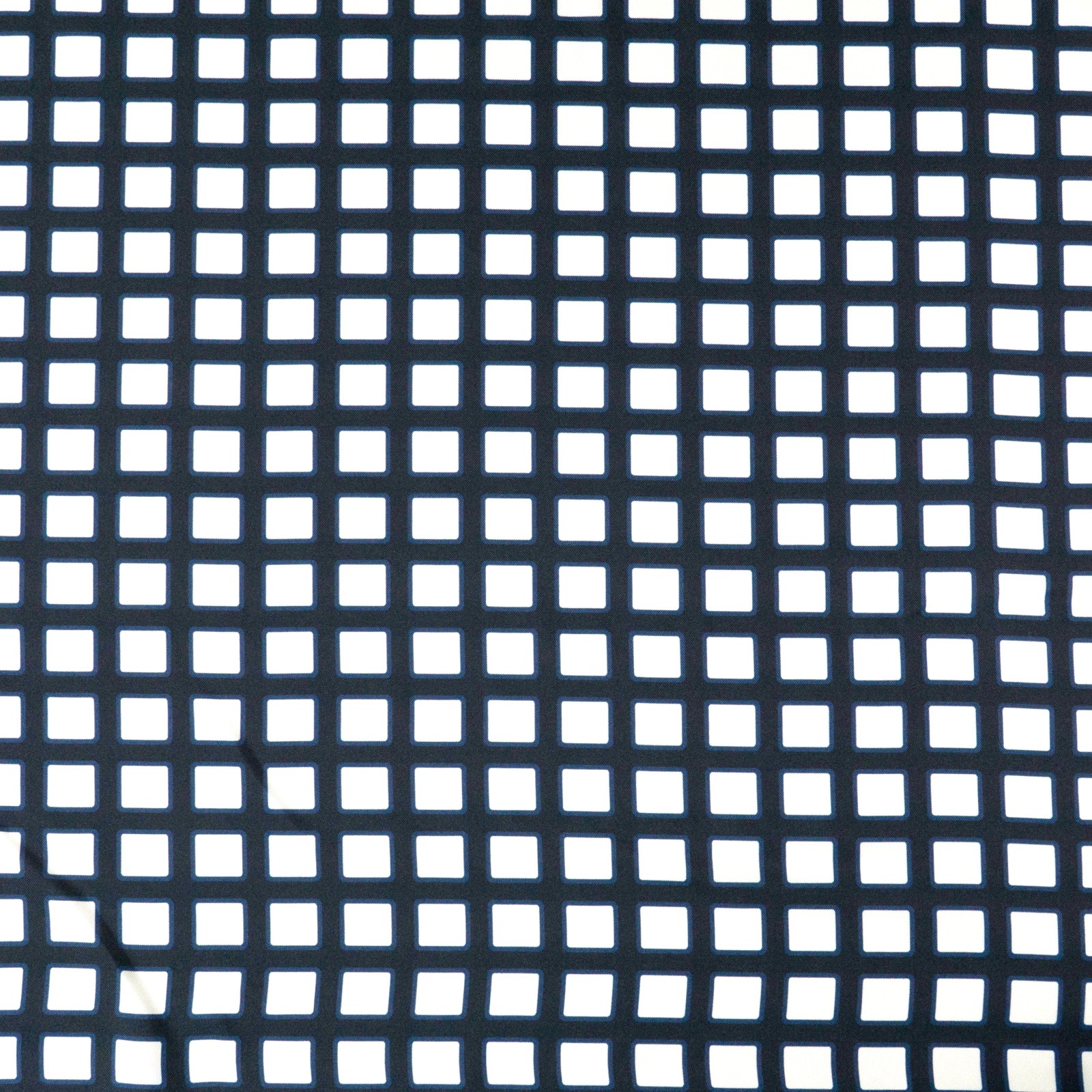 Seidenstoff, Twill, schwarzblau, petrol dunkel, offwhite, grafisch gemustert – Bild 4