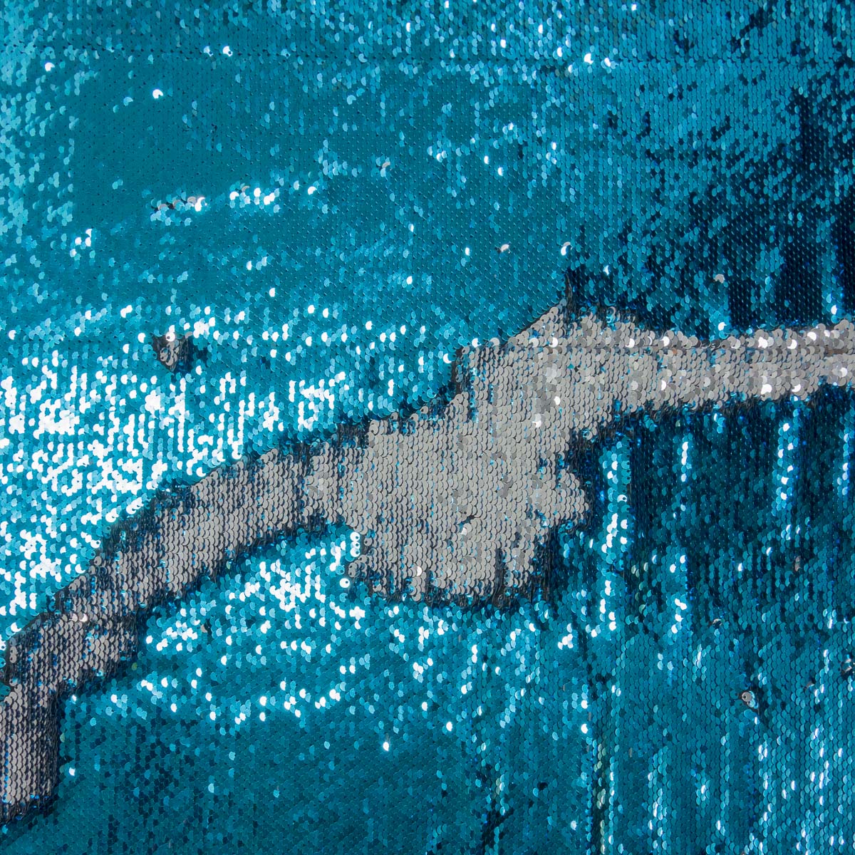 Wendepaillettenstoff, türkis, silber, bicolor, Glanzeffekt – Bild 5
