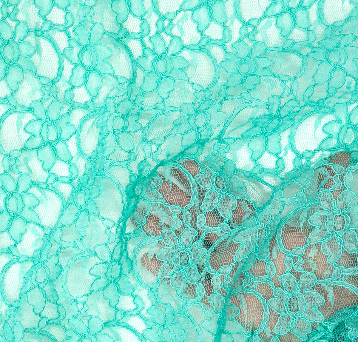 Spitzenstoff, aquamarine, floral gemustert, Bogenkante – Bild 3