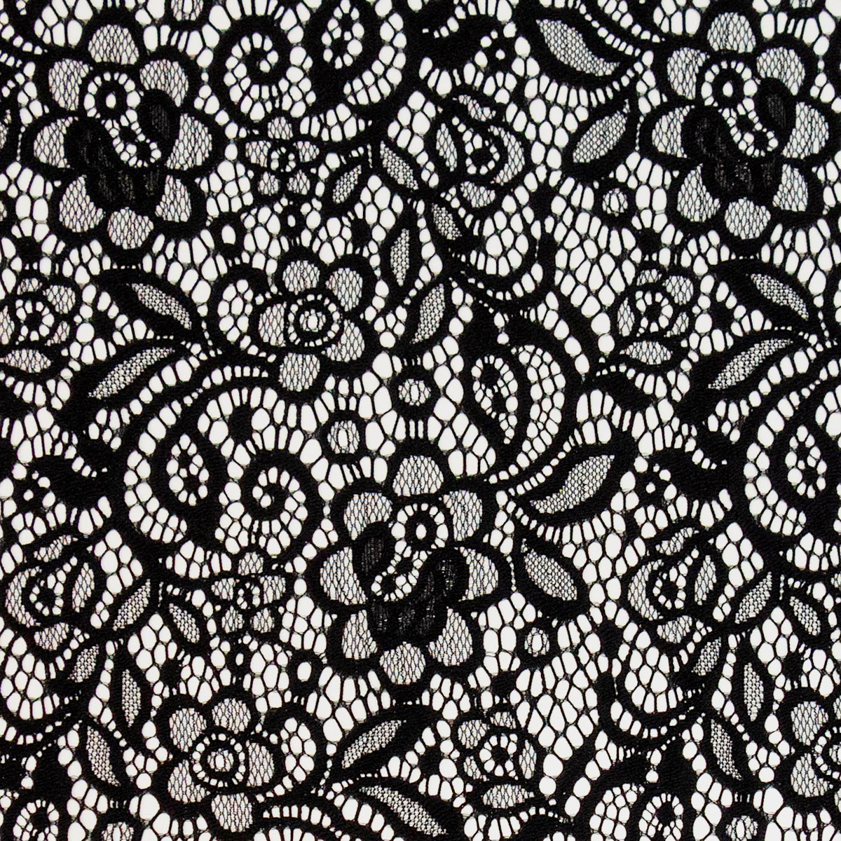 Spitzenstoff, schwarz, silber, florale Motive – Bild 3