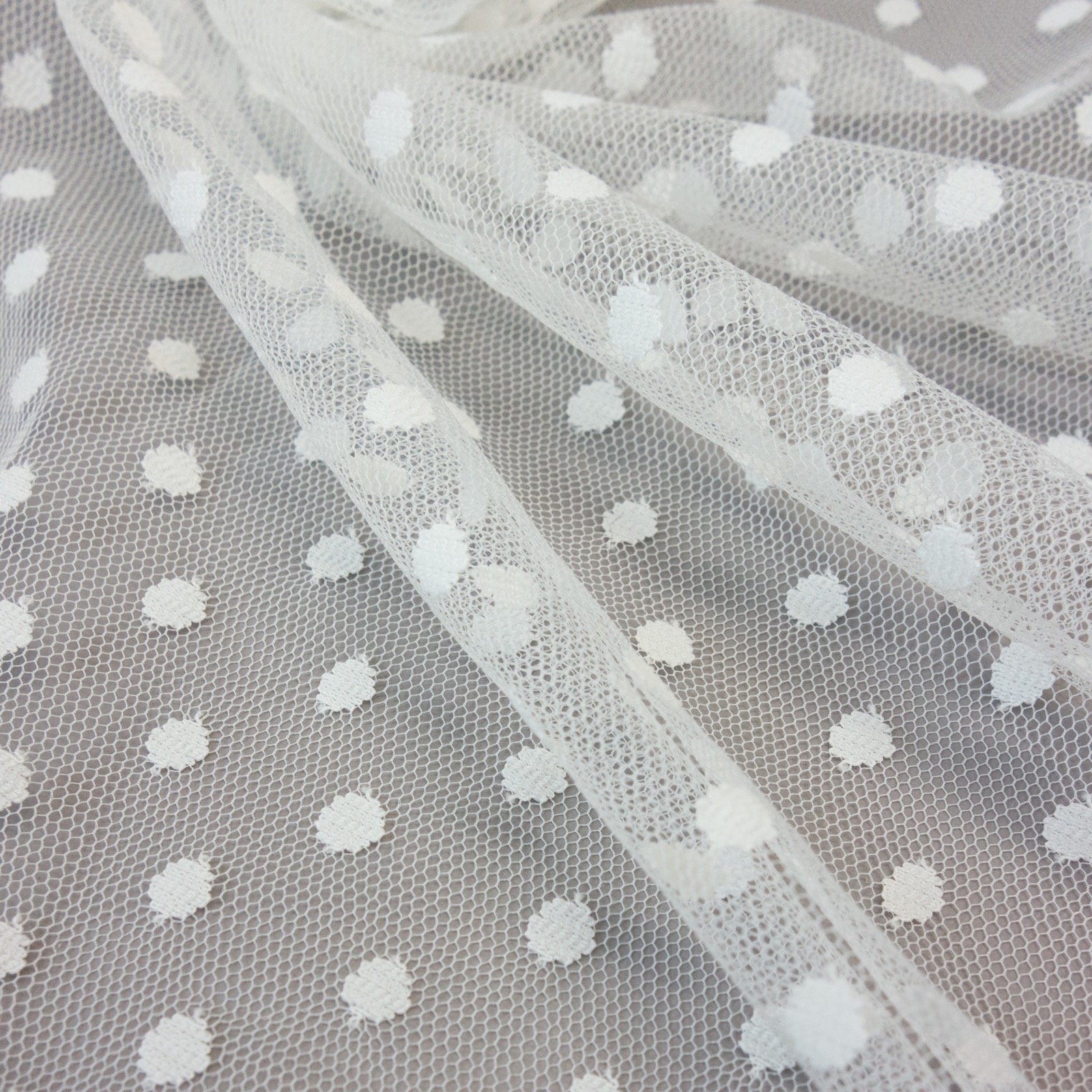 Weicher Tüllstoff, ecru, Punkte – Bild 3