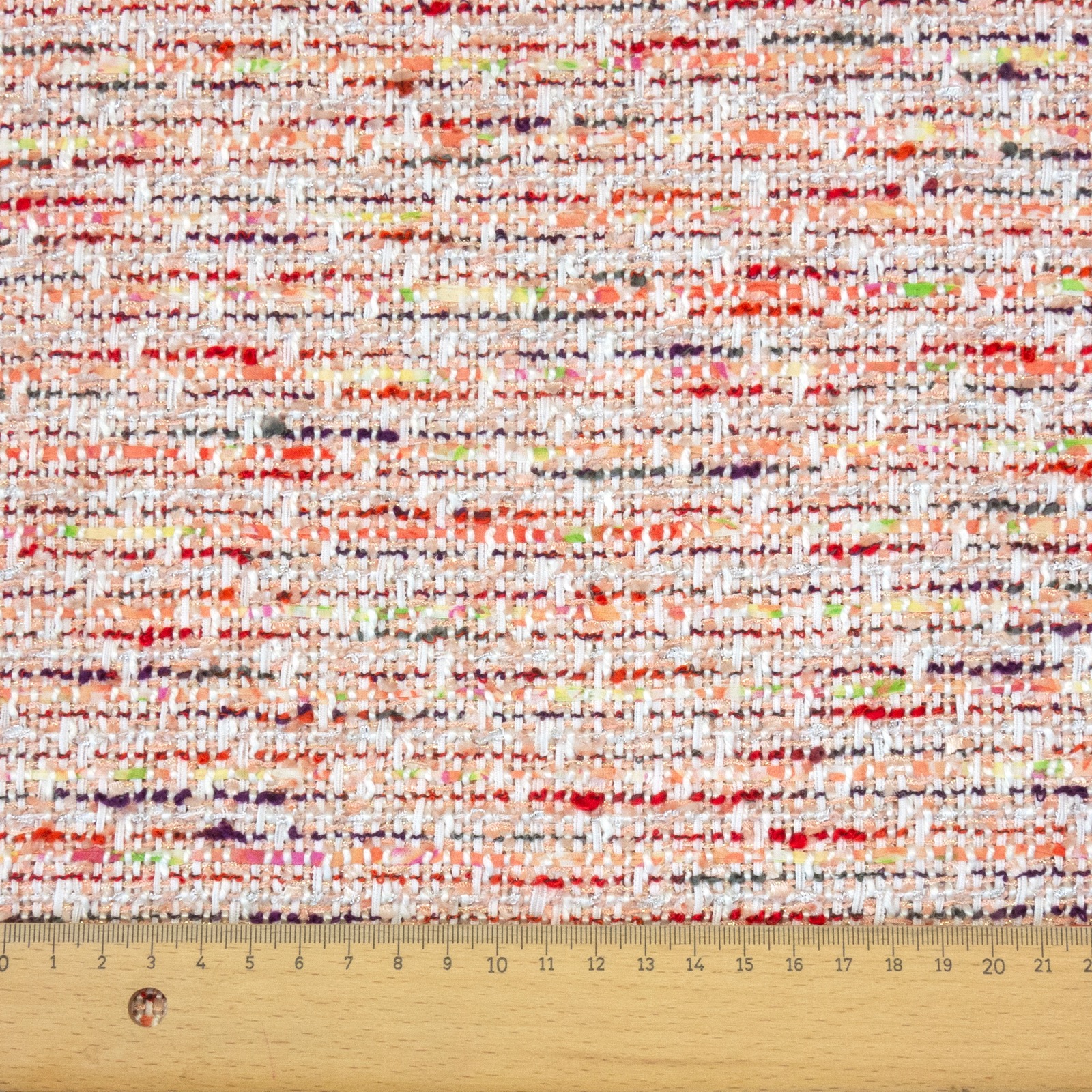 Buntgewebe, Glanzeffekt, Webstruktur, offwhite, nude, rot