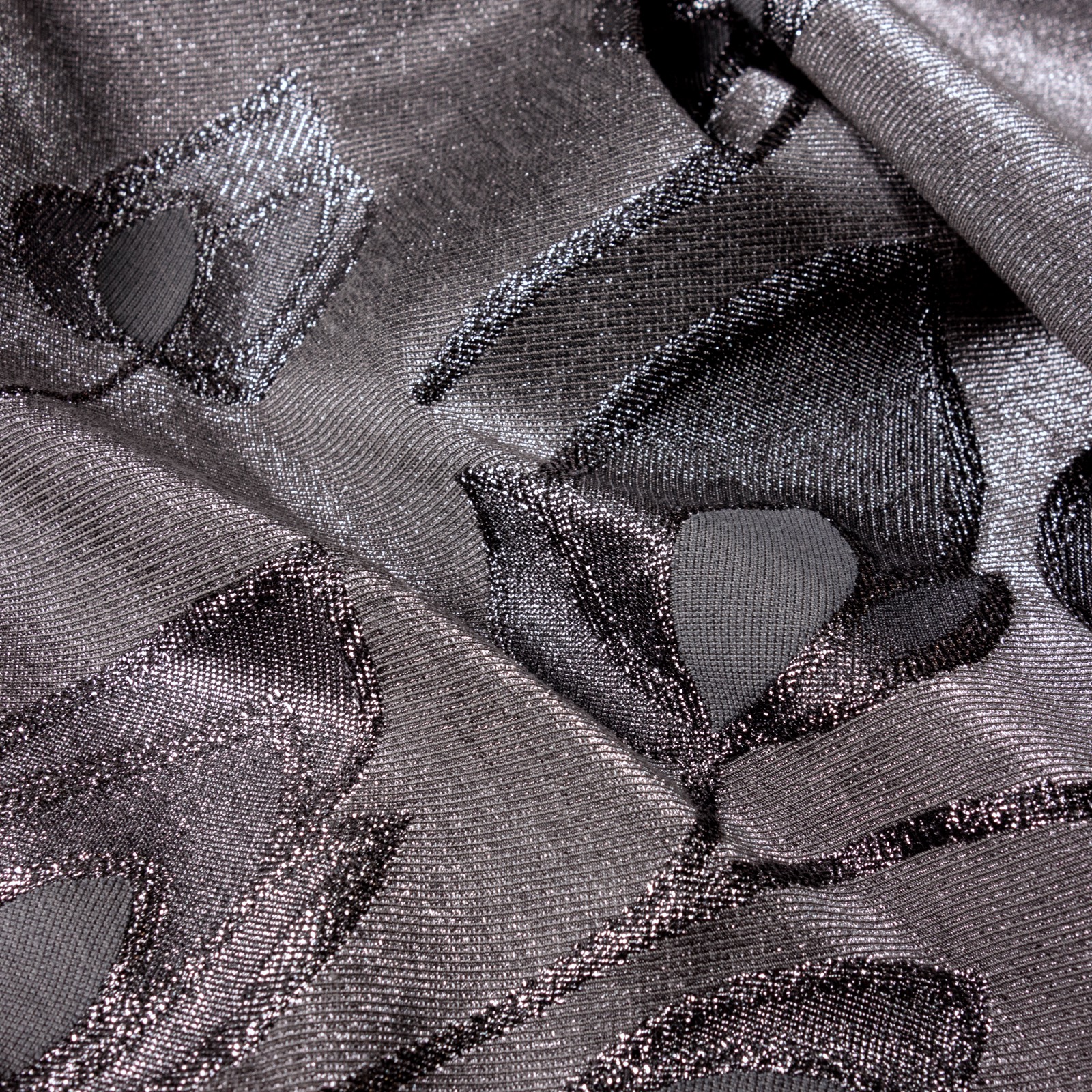 bestickter Jacquard, florale Motive, Glanzeffekt, silbergrau, grau, silber