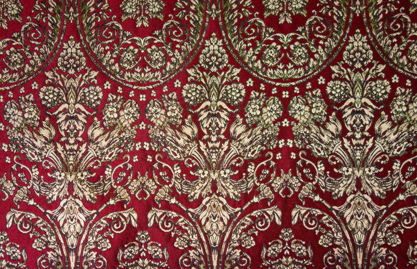 Jacquard, rot, creme, gold, Glanzeffekt, ornamental gemustert – Bild 5