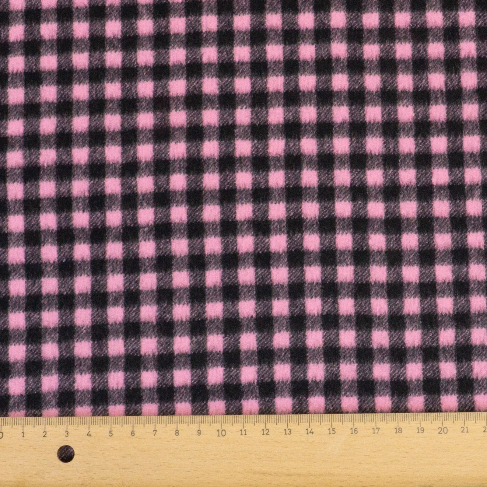 Wollstoff, Mantelvelour, rosa, schwarz, Karo, uni – Bild 6
