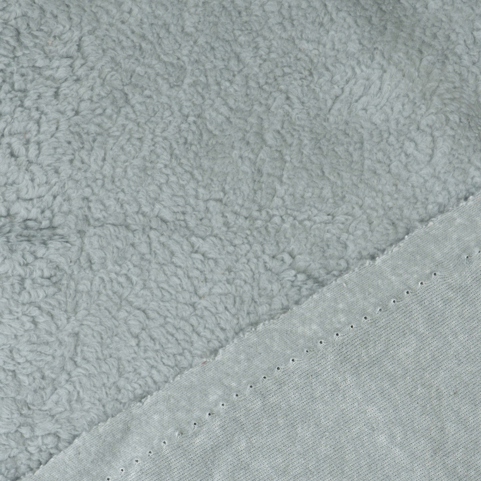 Weicher Plüschstoff, hellgrau, uni – Bild 4