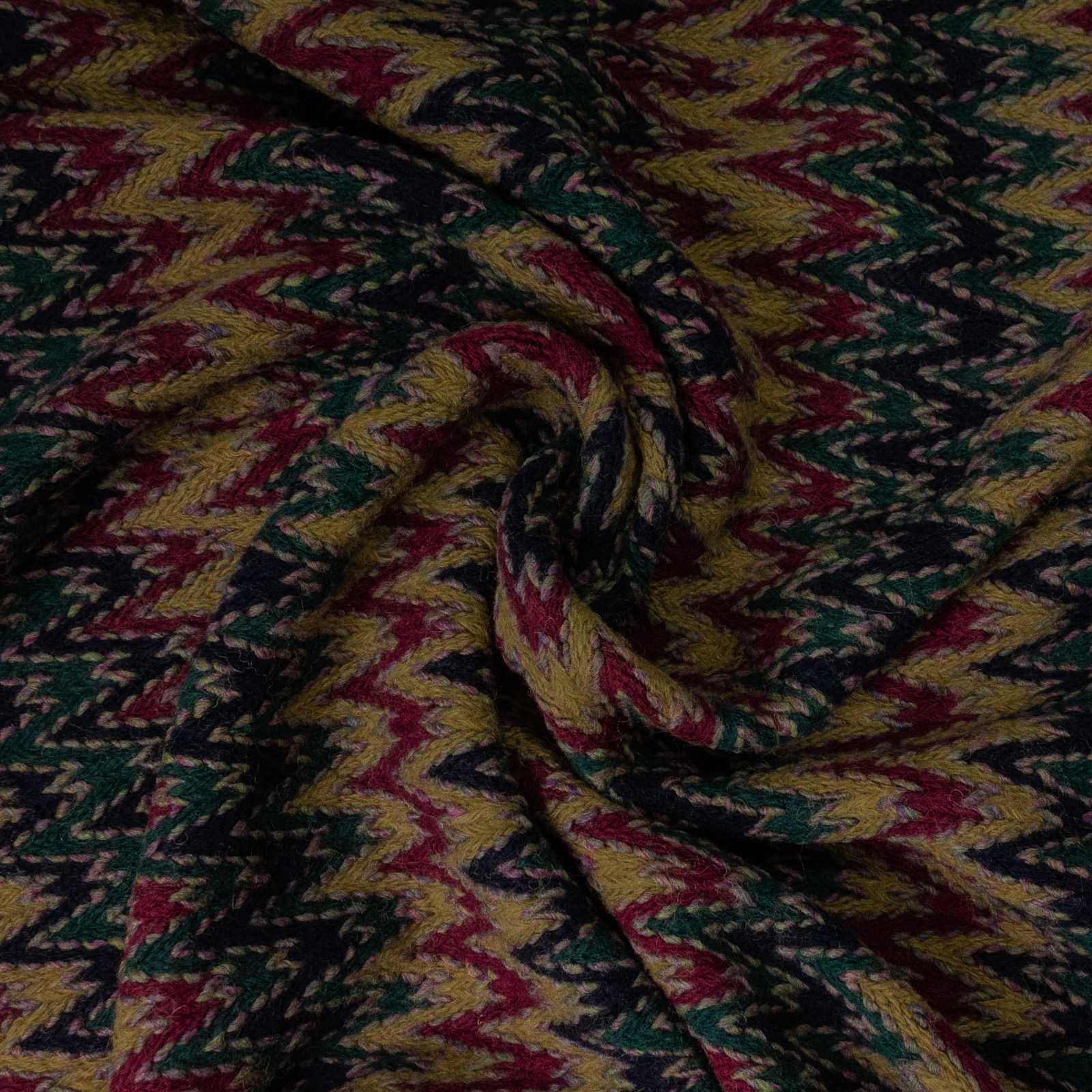 Strickjacquard, Chevron-Muster, brauntöne, dunkelgrün, bordeaux