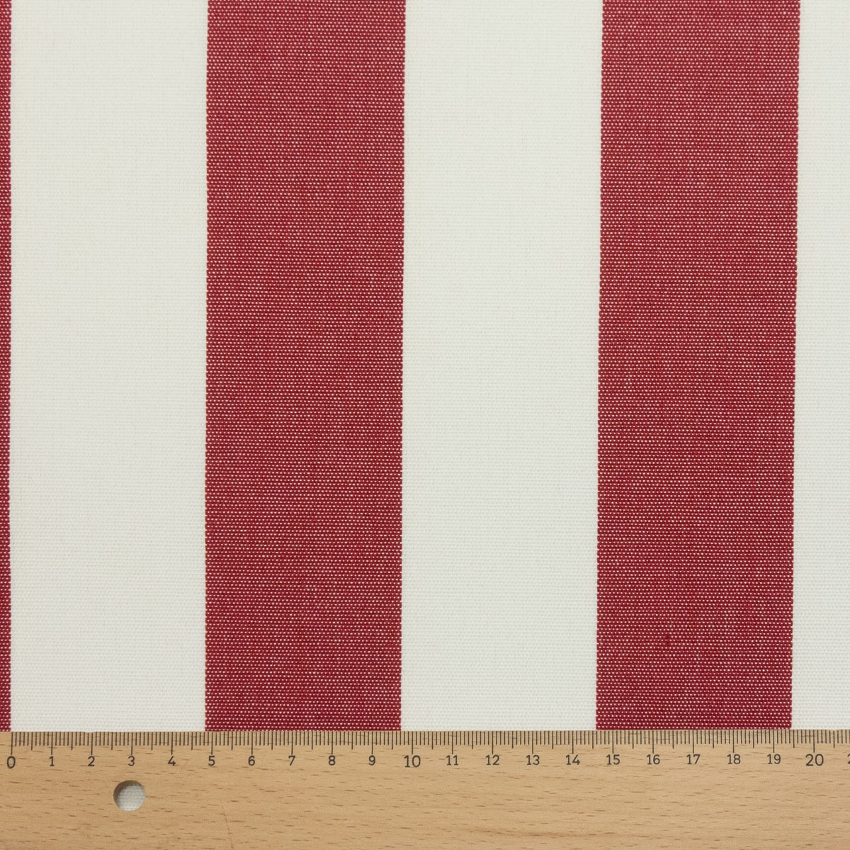 Markisenstoff, weiß, dunkelrot, Blockstreifen – Bild 7