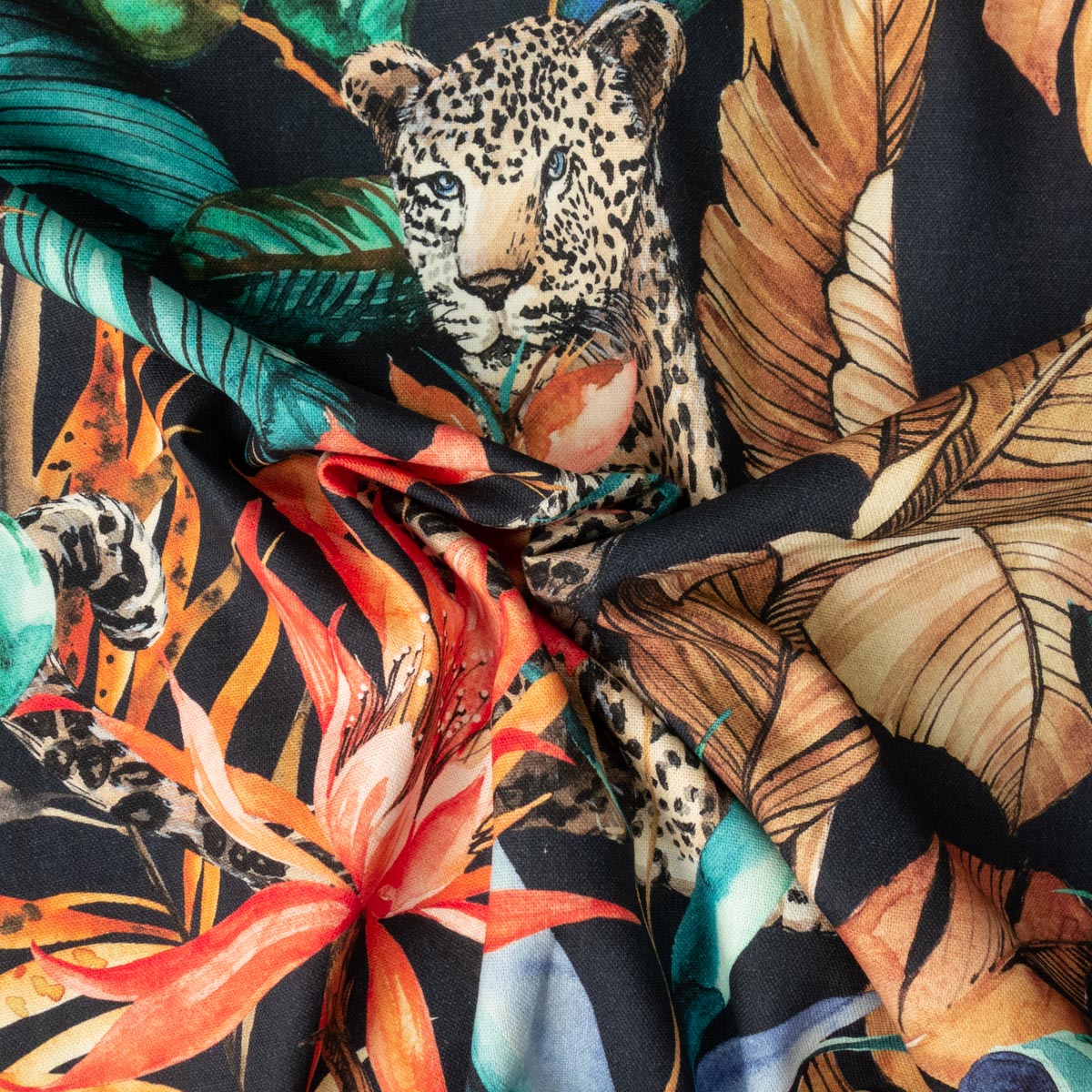 Panama, Tiermotive, florale Motive, dunkelblau