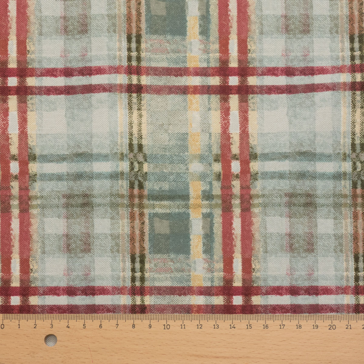 Dekostoff, Panama, bordeaux, grüntöne, Webkaro – Bild 8