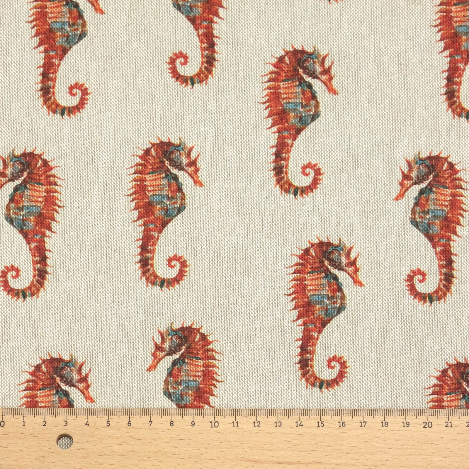 Dekostoff, Panama, natur, graublau, rost, maritime Motive – Bild 4