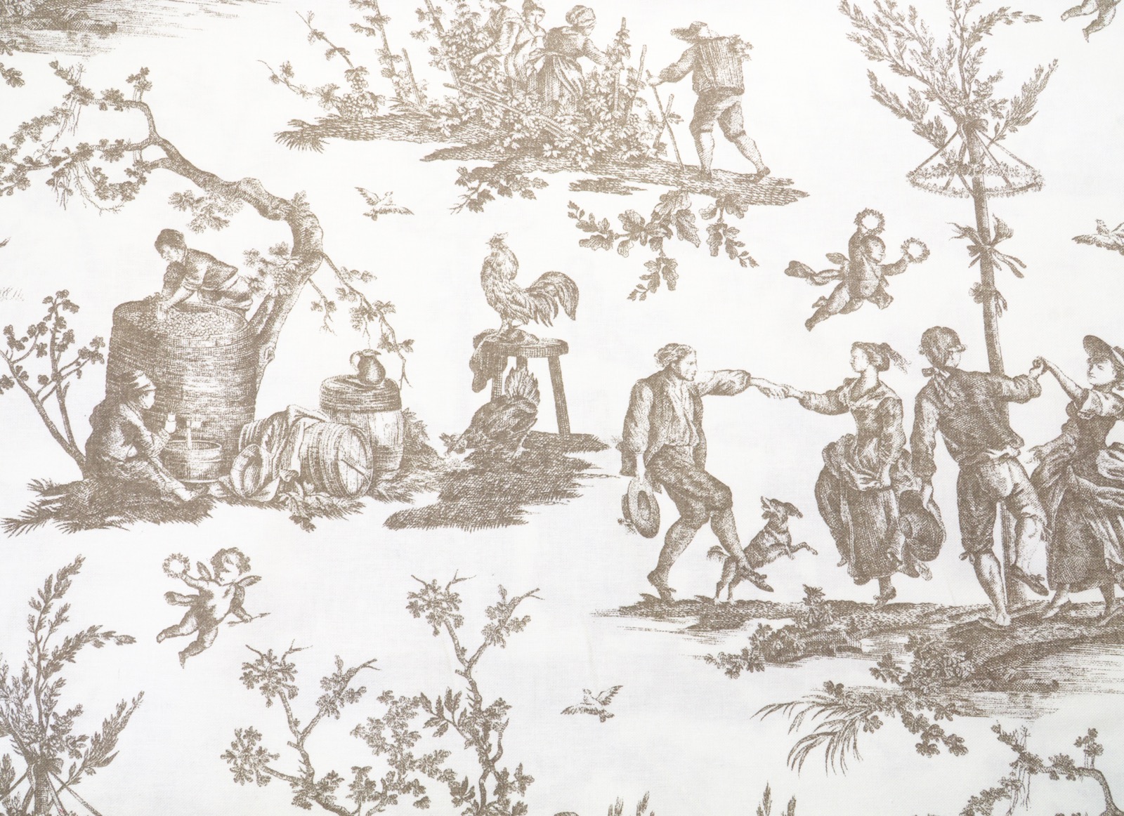 Dekostoff, Panama, offwhite, taupe, figürliche Motive – Bild 5