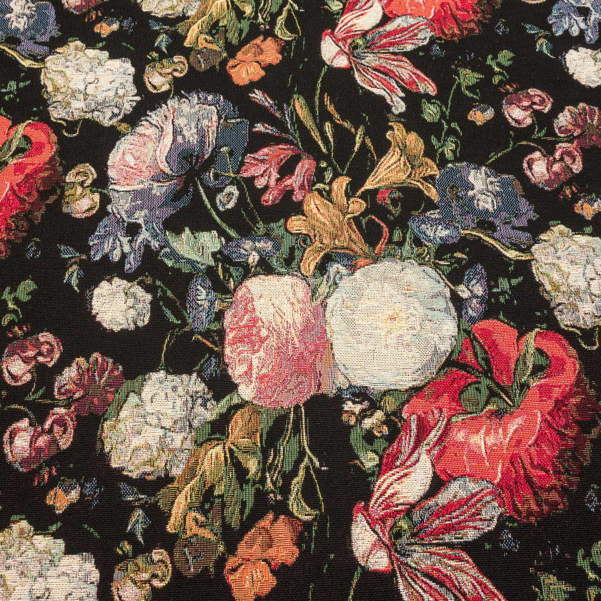 Dekostoff, Gobelin, schwarz, beerentöne, cremetöne, florale Motive – Bild 5