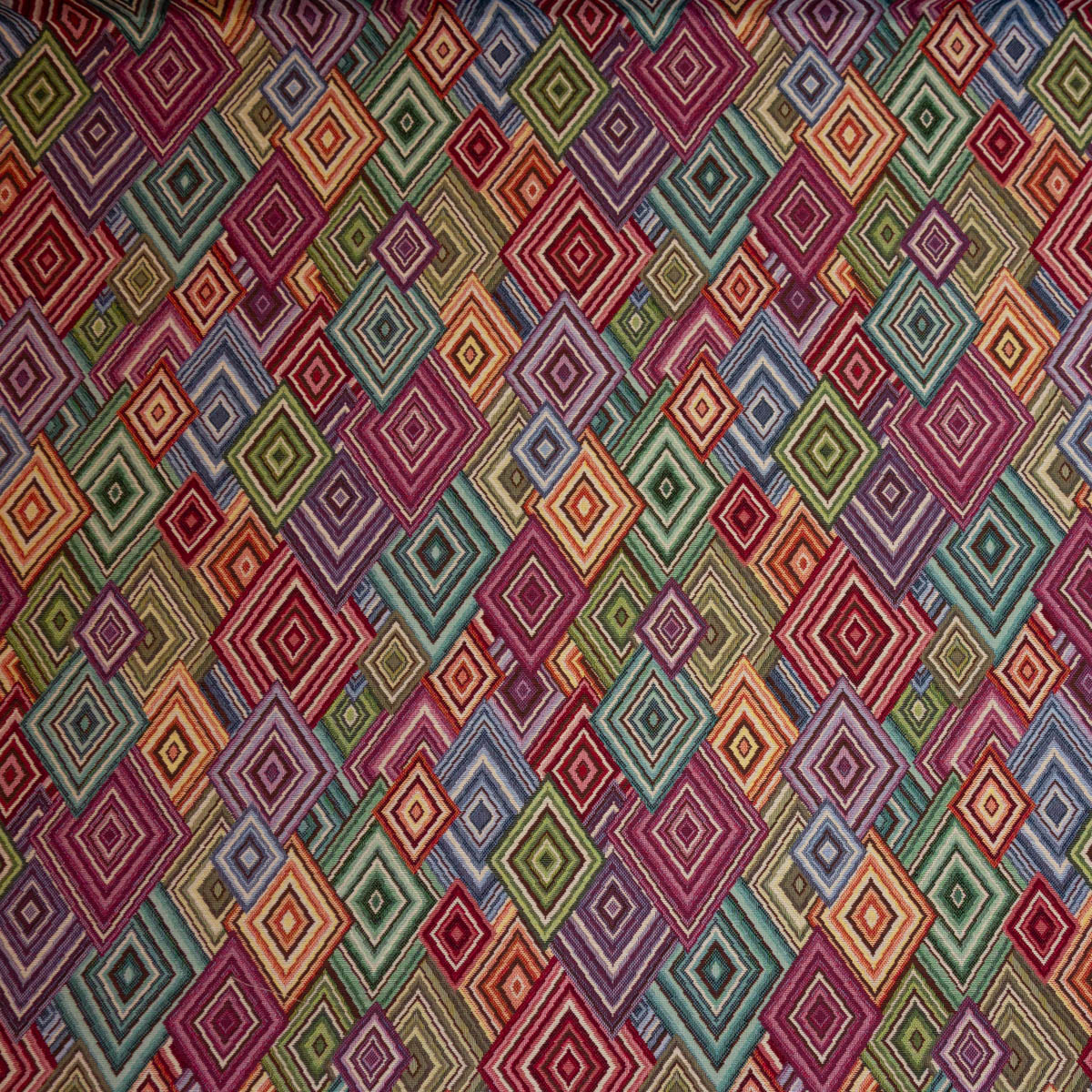 Dekostoff, Gobelin, rottöne, blautöne, grafisch gemustert – Bild 5