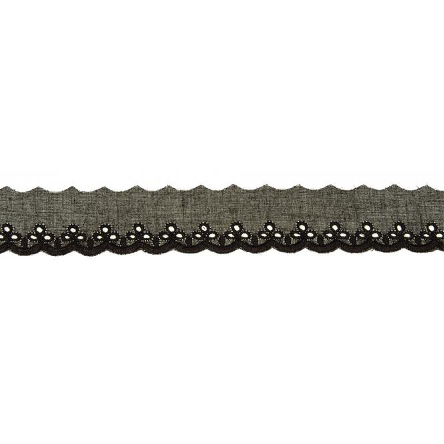Festonspitze, zum Annähen, 100% CO, Schwarz, 25 mm
