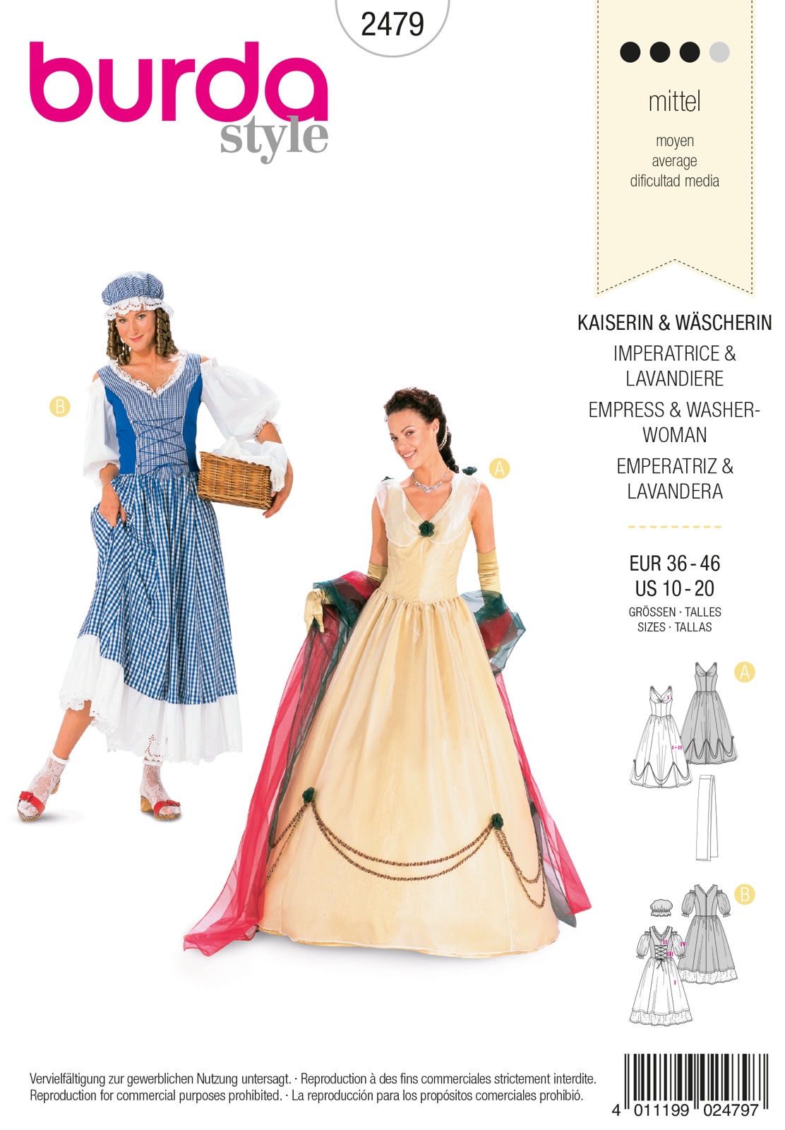 Einzelschnittmuster Burda style, Kostüm, Weiß