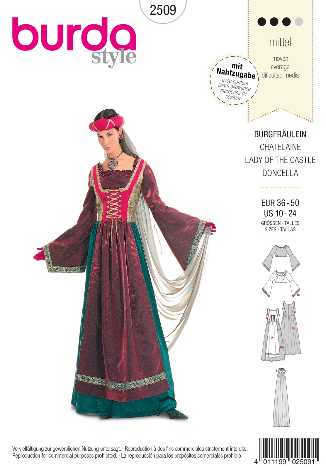 Einzelschnittmuster Burda style, Kostüm, Weiß
