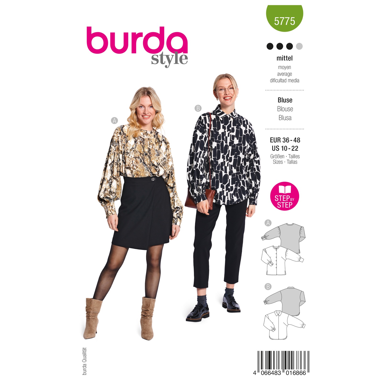 Einzelschnittmuster Burda style, Top, grün