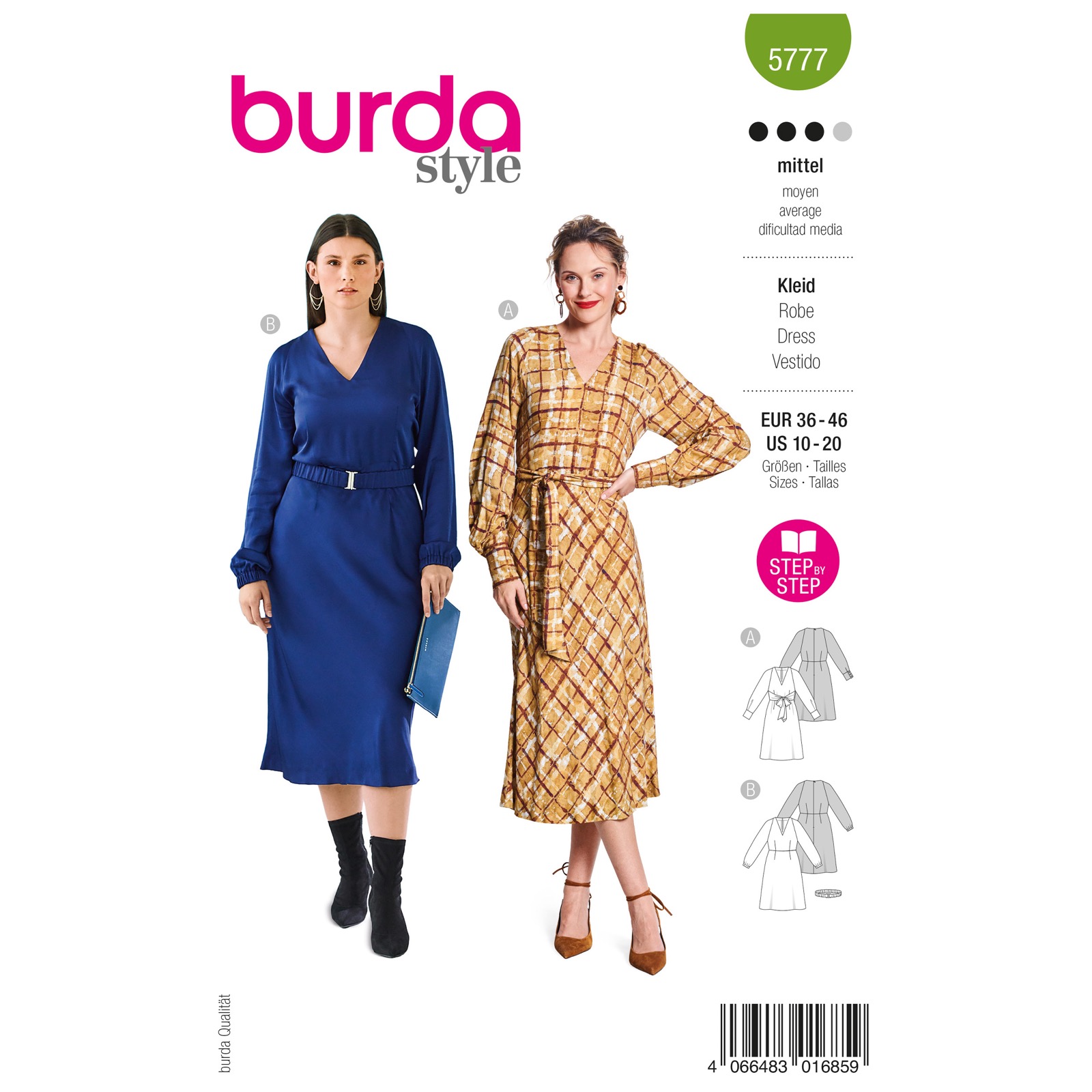 Einzelschnittmuster Burda style, Kleid, grün
