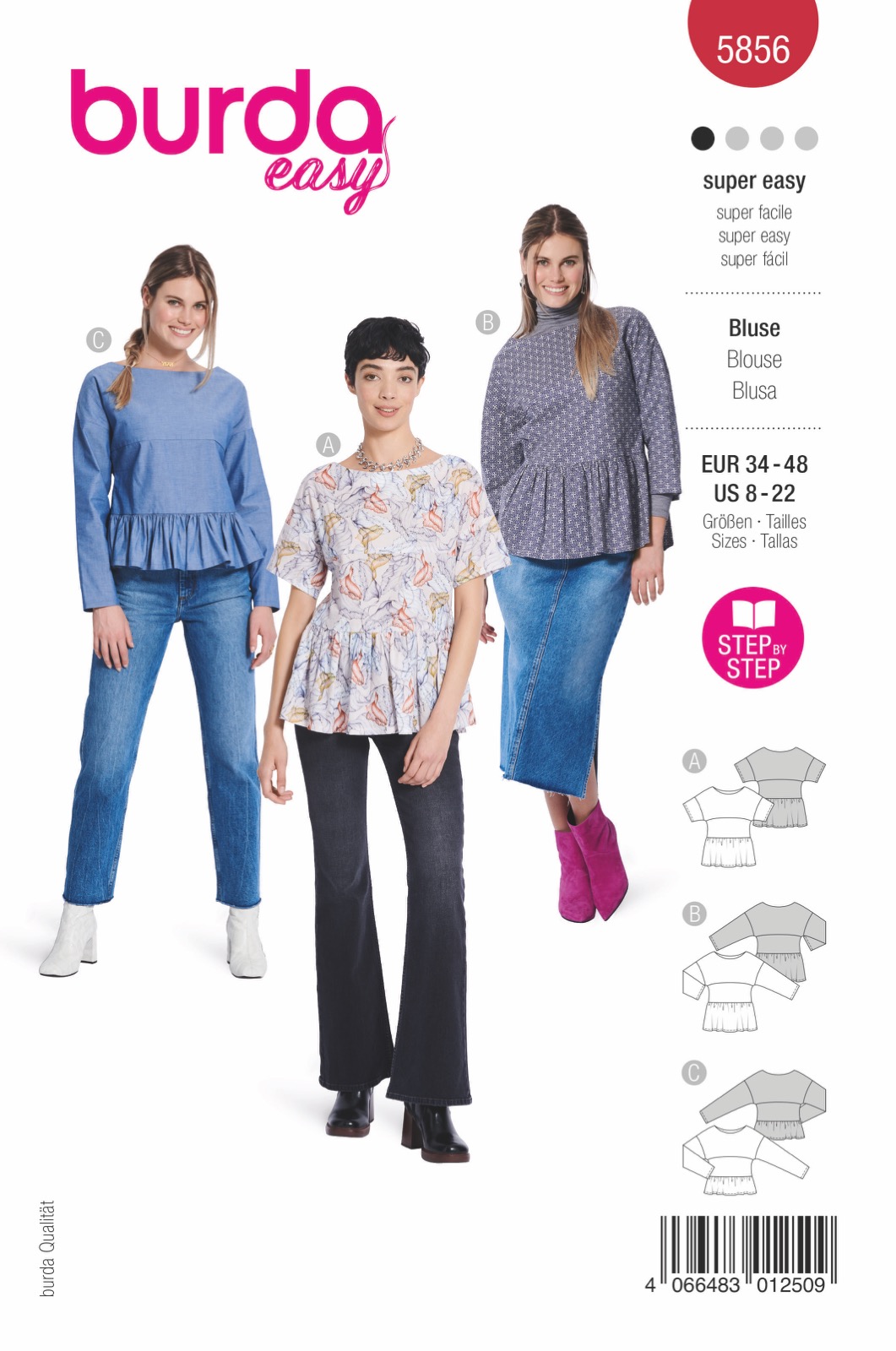 Einzelschnittmuster Burda easy, Top, Rot