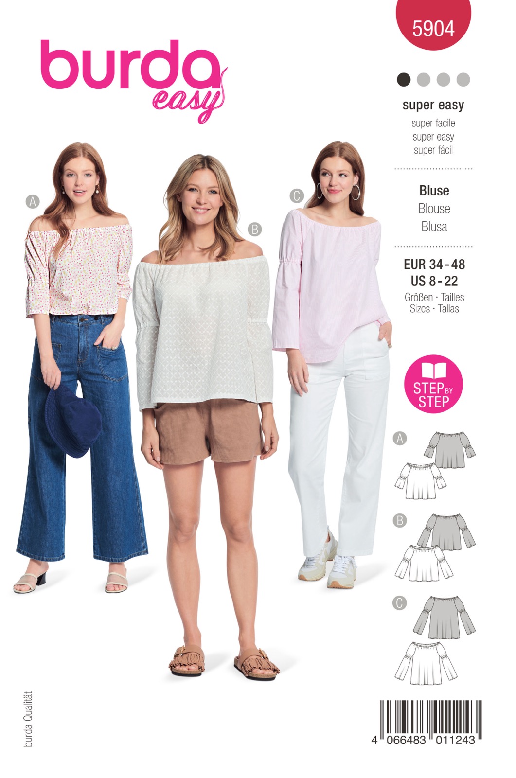 Einzelschnittmuster Burda easy, Top, Rot