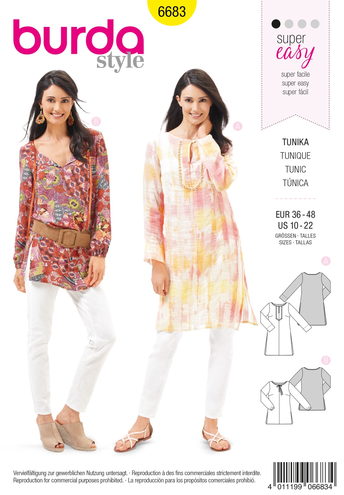 Einzelschnittmuster Burda style, Top, Gelb