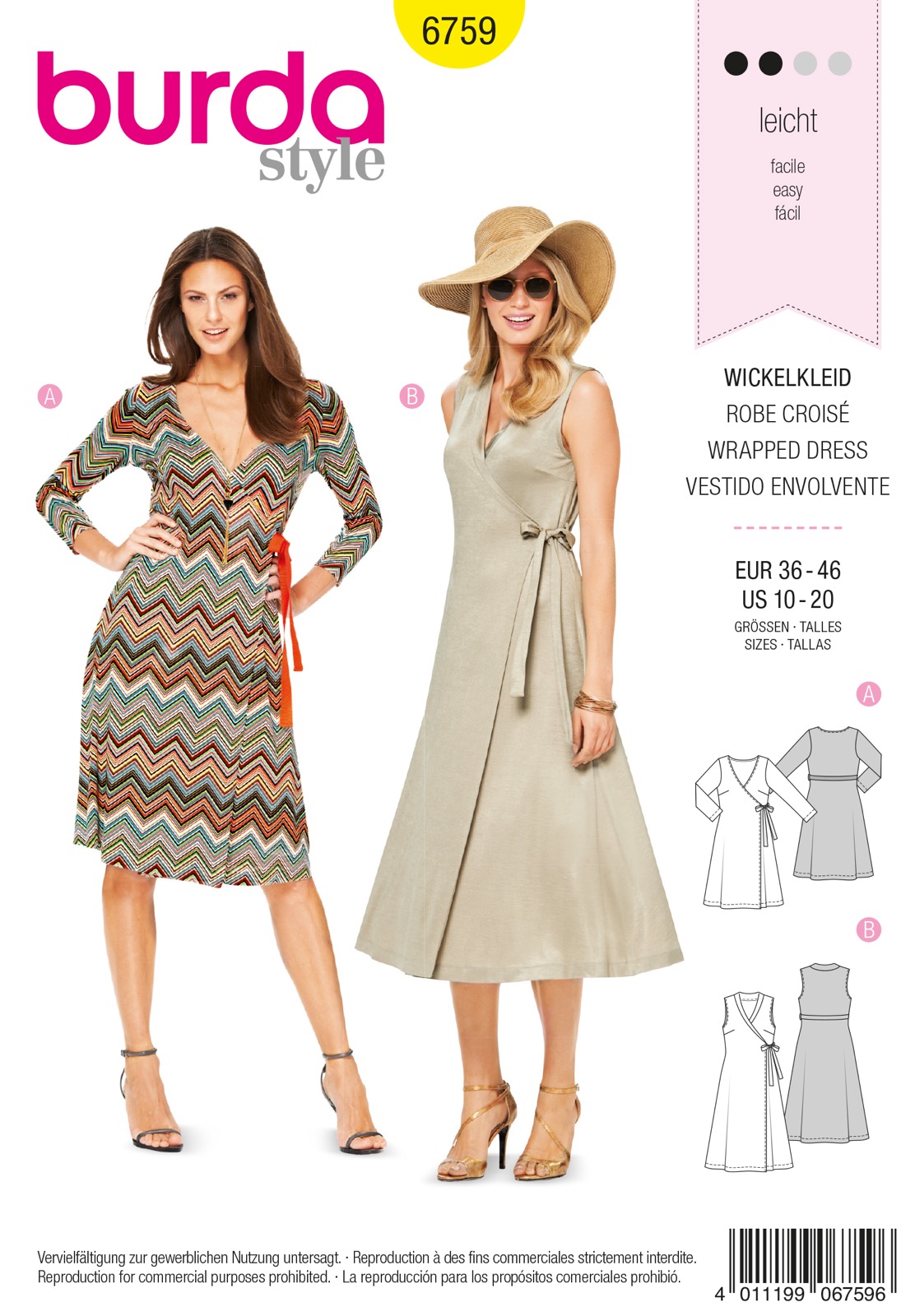 Einzelschnittmuster Burda style, Kleid, Gelb