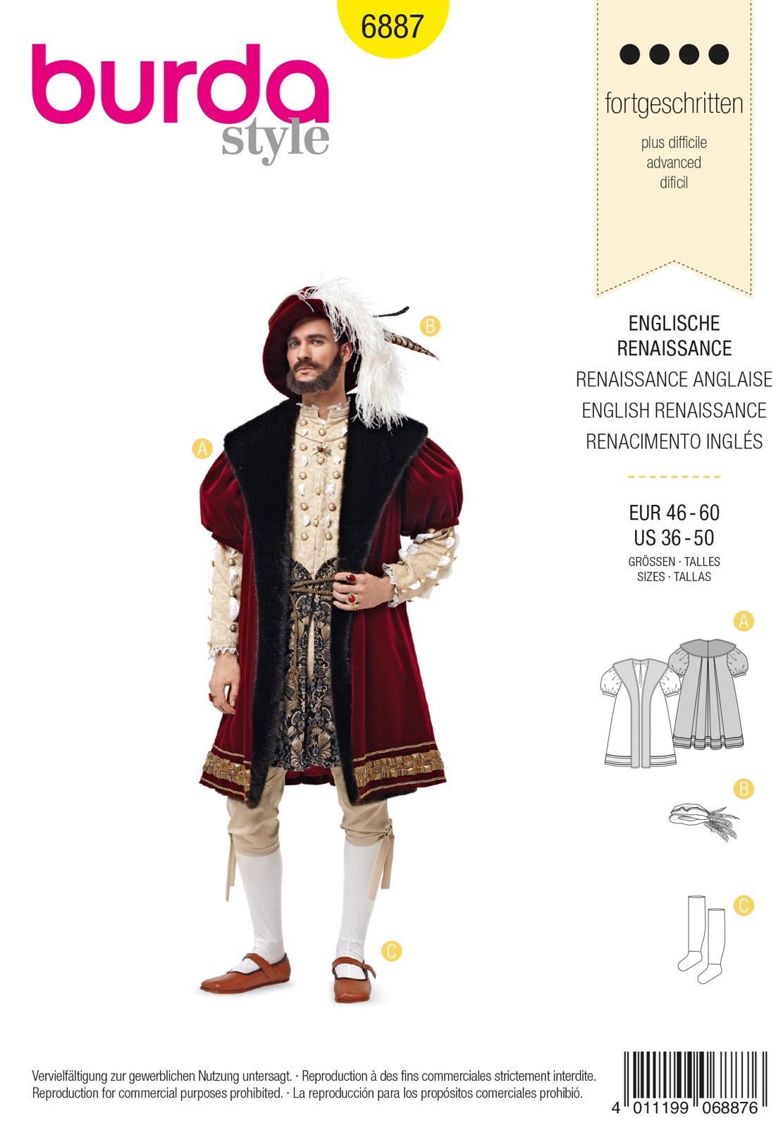 Einzelschnittmuster Burda style, Kostüm, Gelb