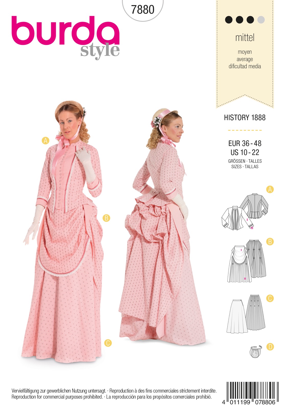 Einzelschnittmuster Burda style, Kostüm, Weiß