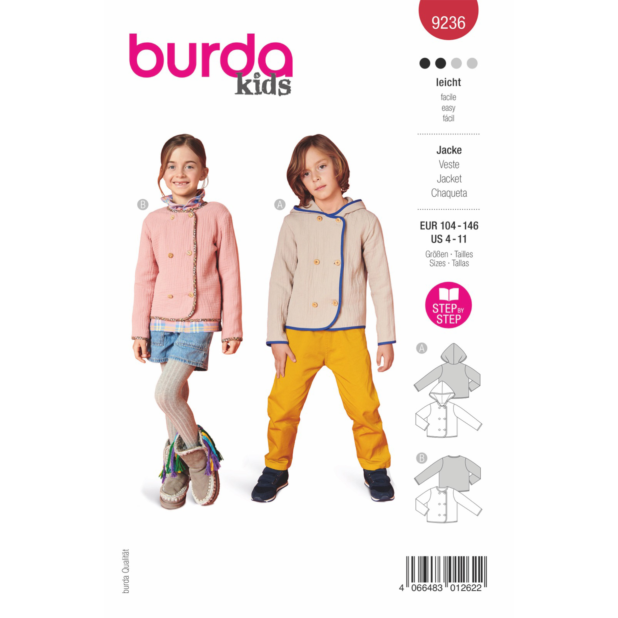 Einzelschnittmuster Burda kids, Jacke, Rot
