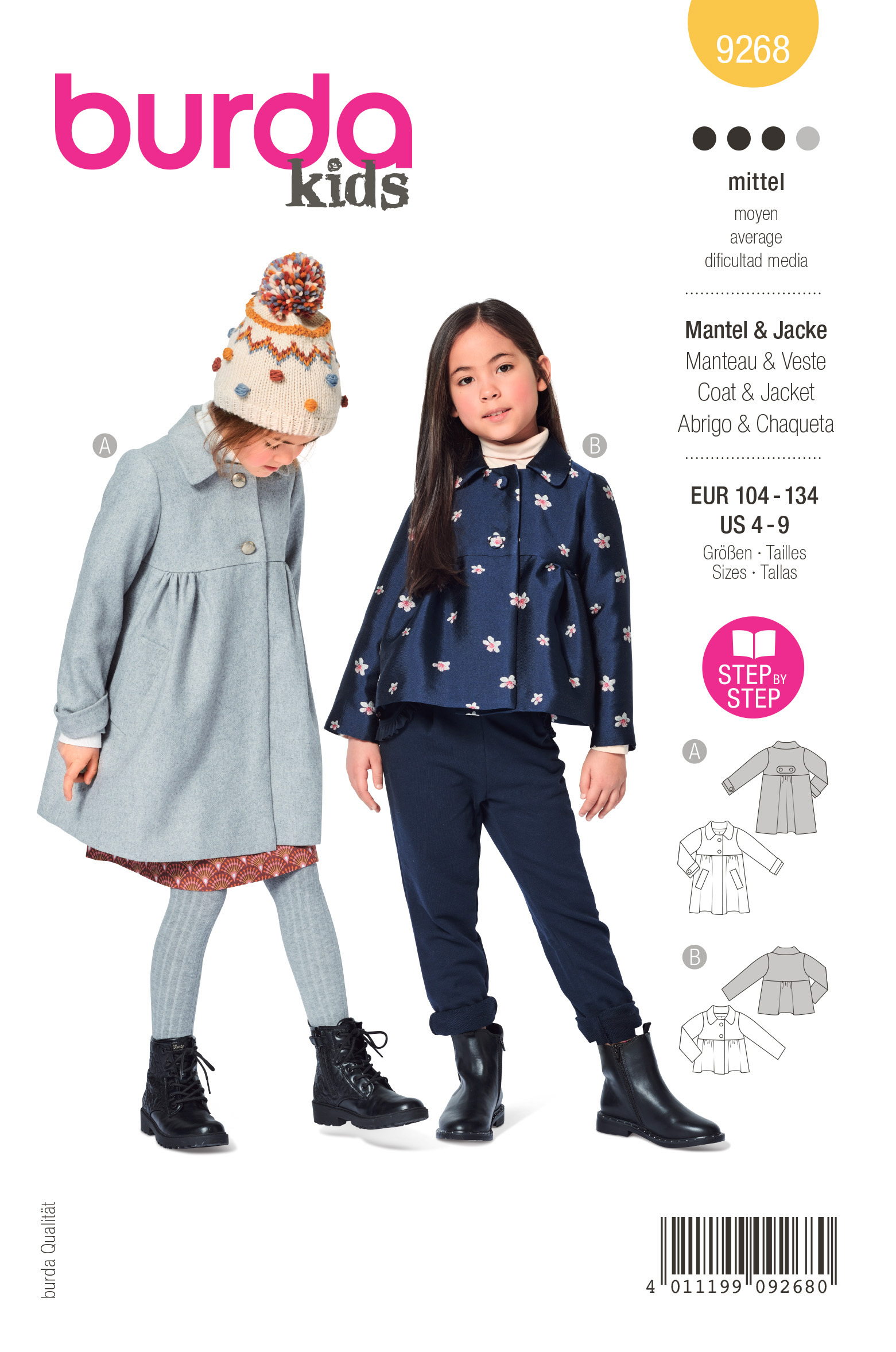 Einzelschnittmuster Burda kids, Jacke, Gelb