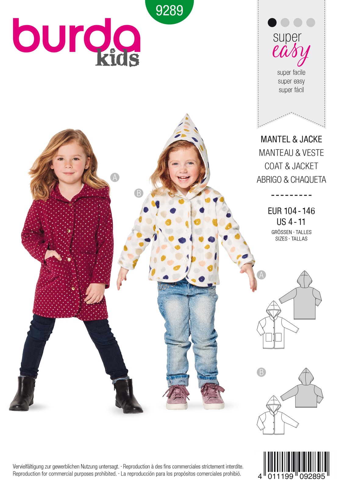 Einzelschnittmuster Burda kids, Jacke, Grün