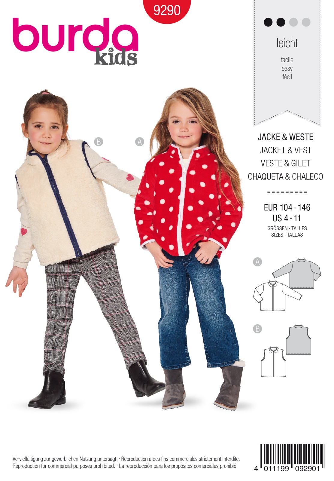 Einzelschnittmuster Burda kids, Jacke, Rot