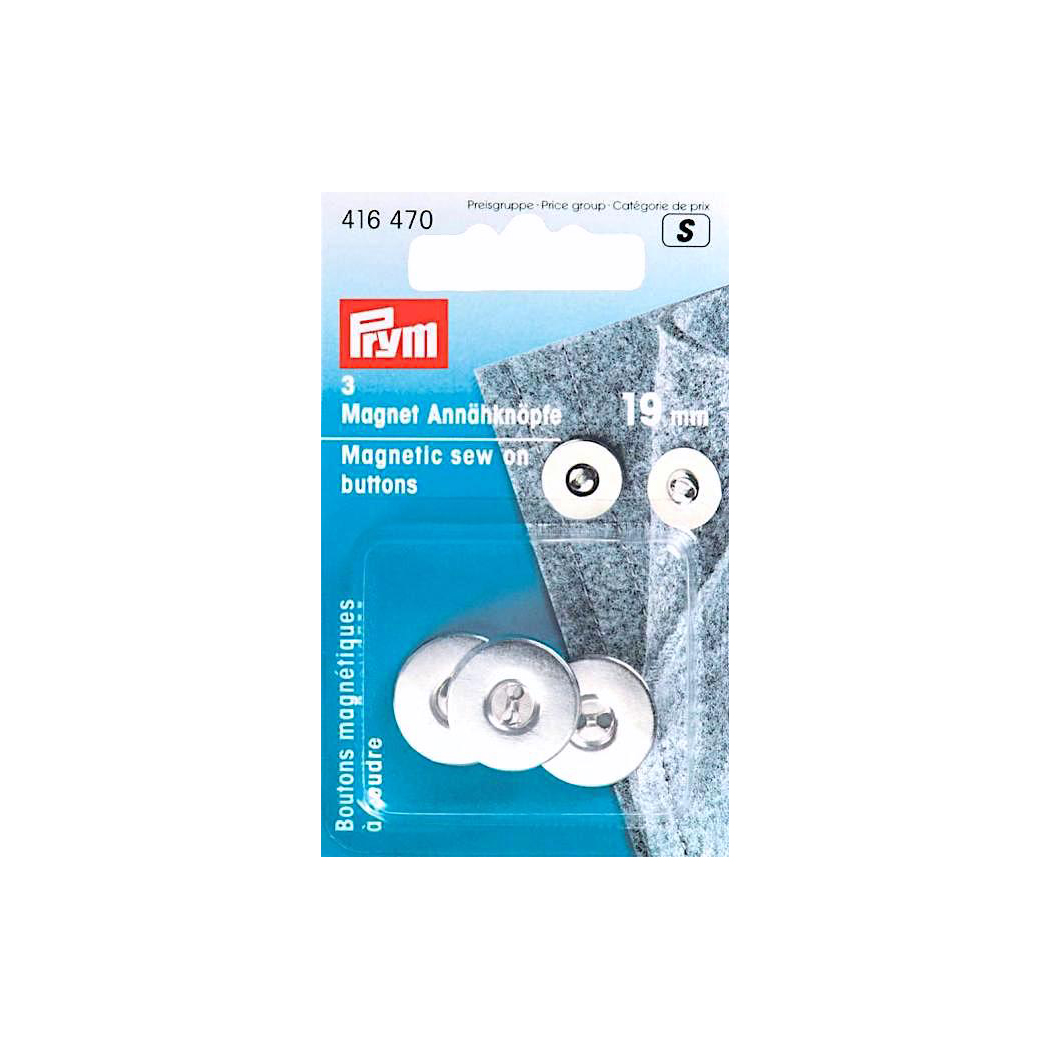 Magnet-Annähknöpfe, Silber, 19 mm