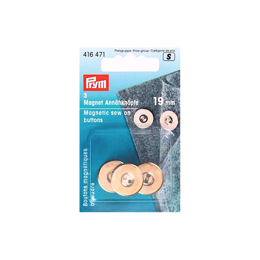 Magnet-Annähknöpfe, Gold, 19 mm