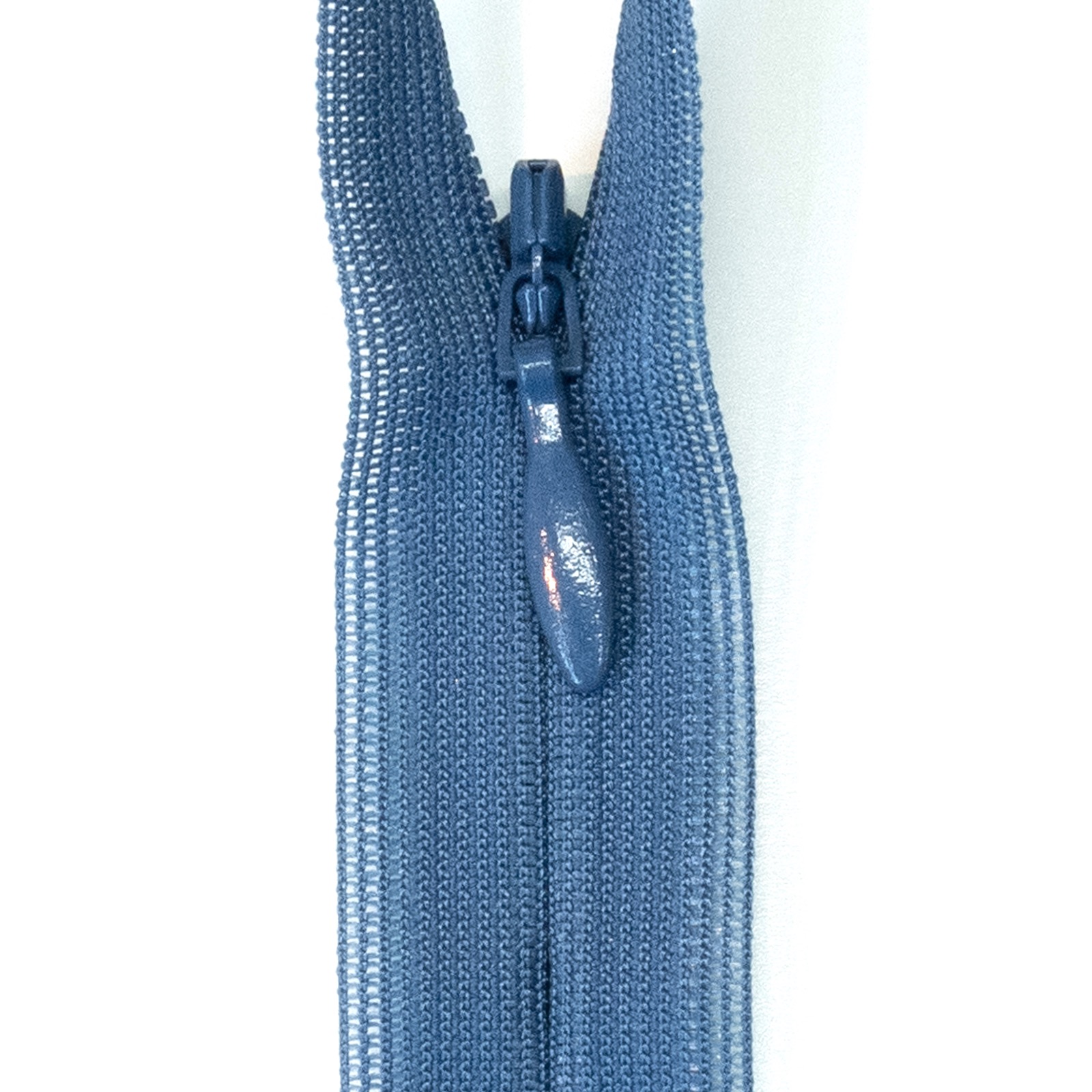 Reißverschluss nicht teilbar, nahtverdeckt, Kunststoffspirale, Jeansblau, 60 cm