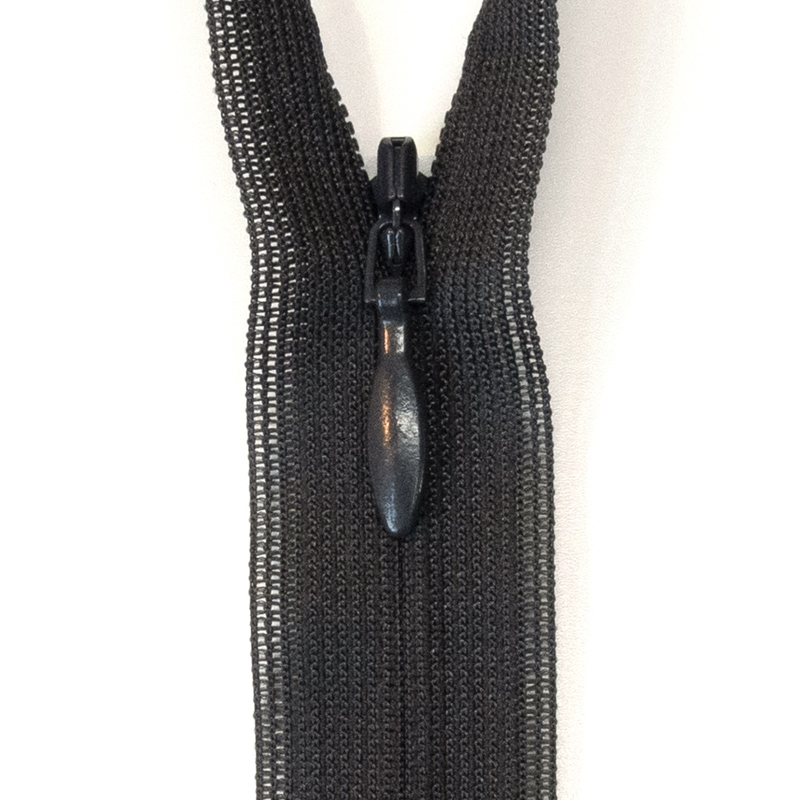 Reißverschluss nicht teilbar, nahtverdeckt, Kunststoffspirale, Schwarzbraun, 22 cm