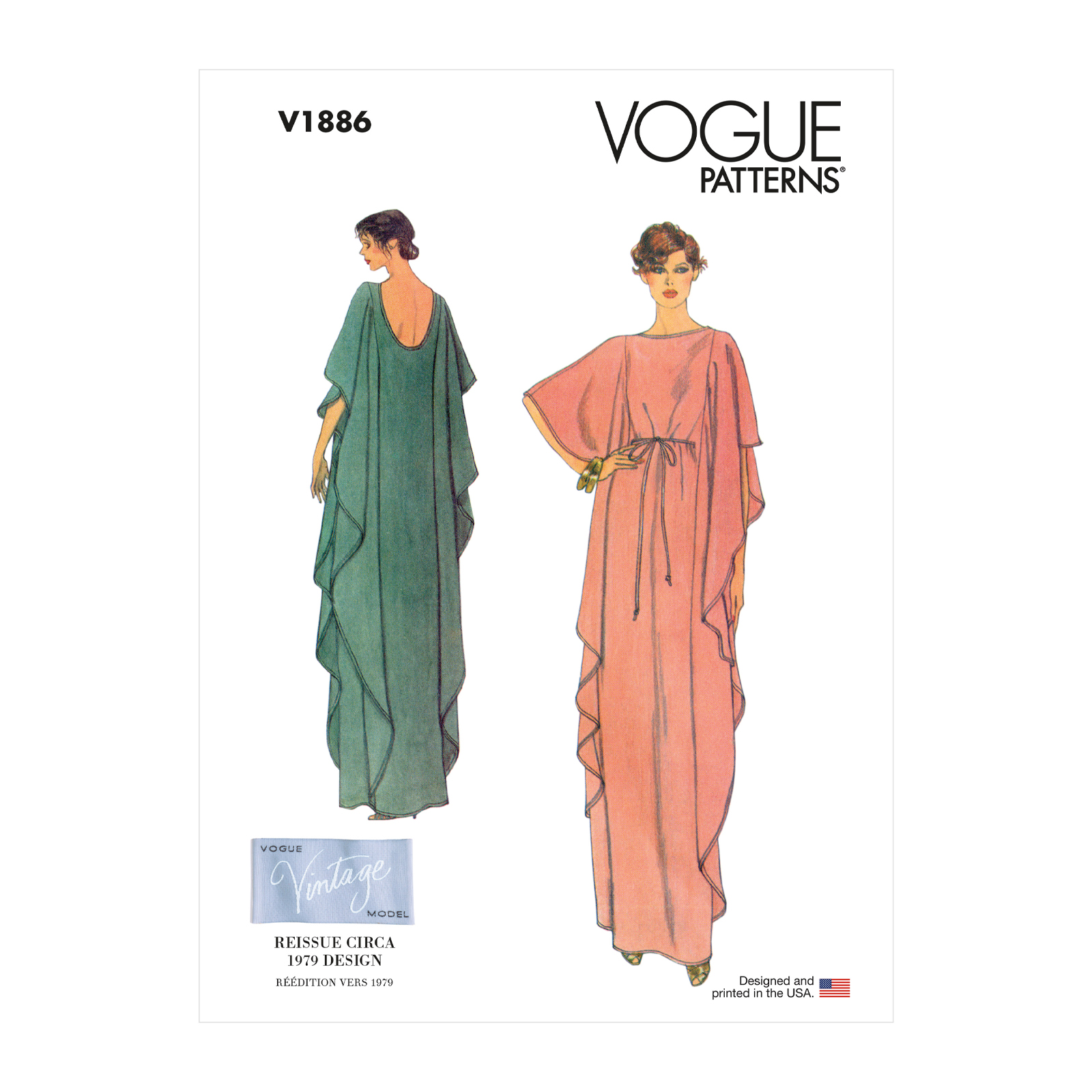 Einzelschnittmuster Vogue, Kleid, kleine Größen, große Größen, Grün