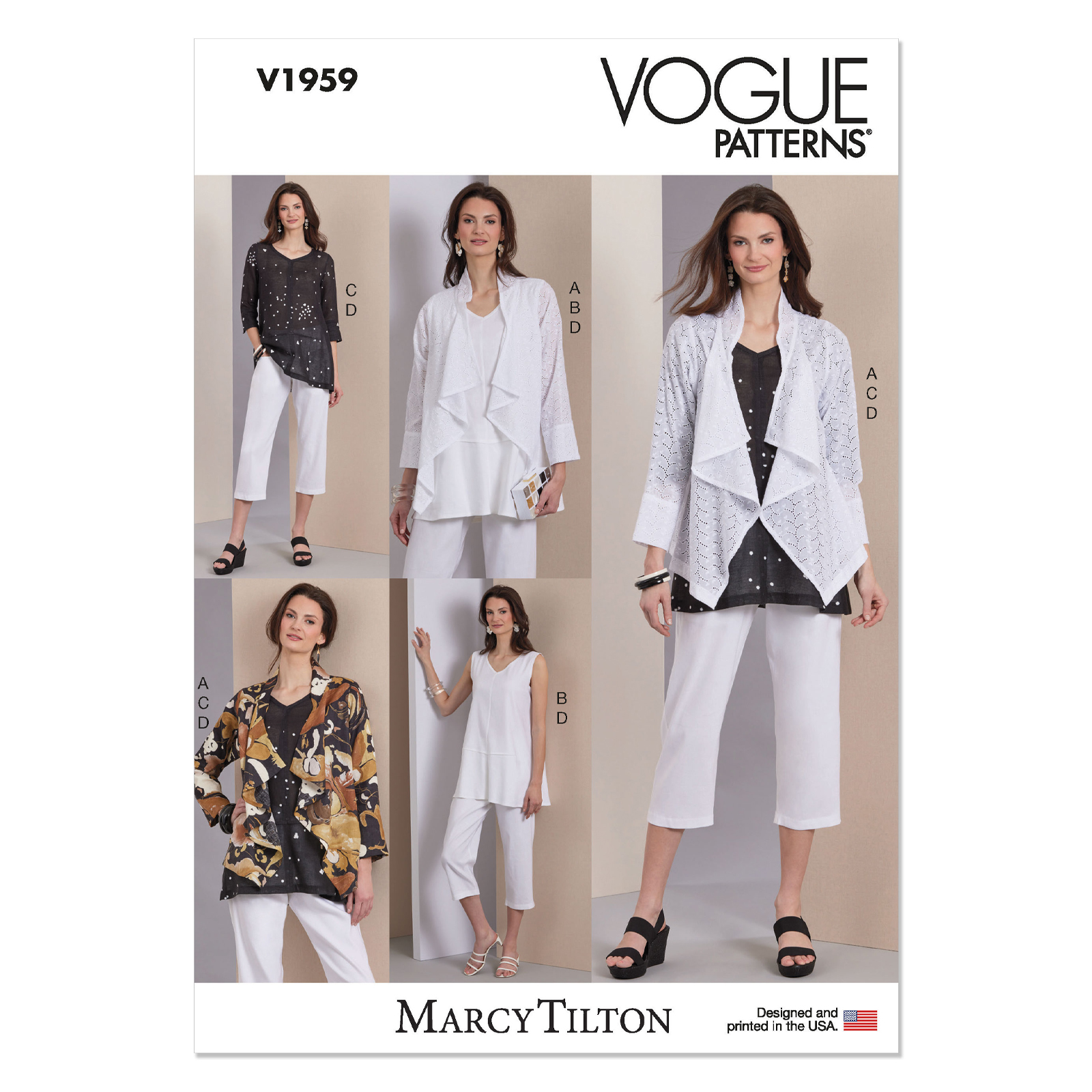 Einzelschnittmuster Vogue, Hose, Jacke, Top, große Größen, Orange
