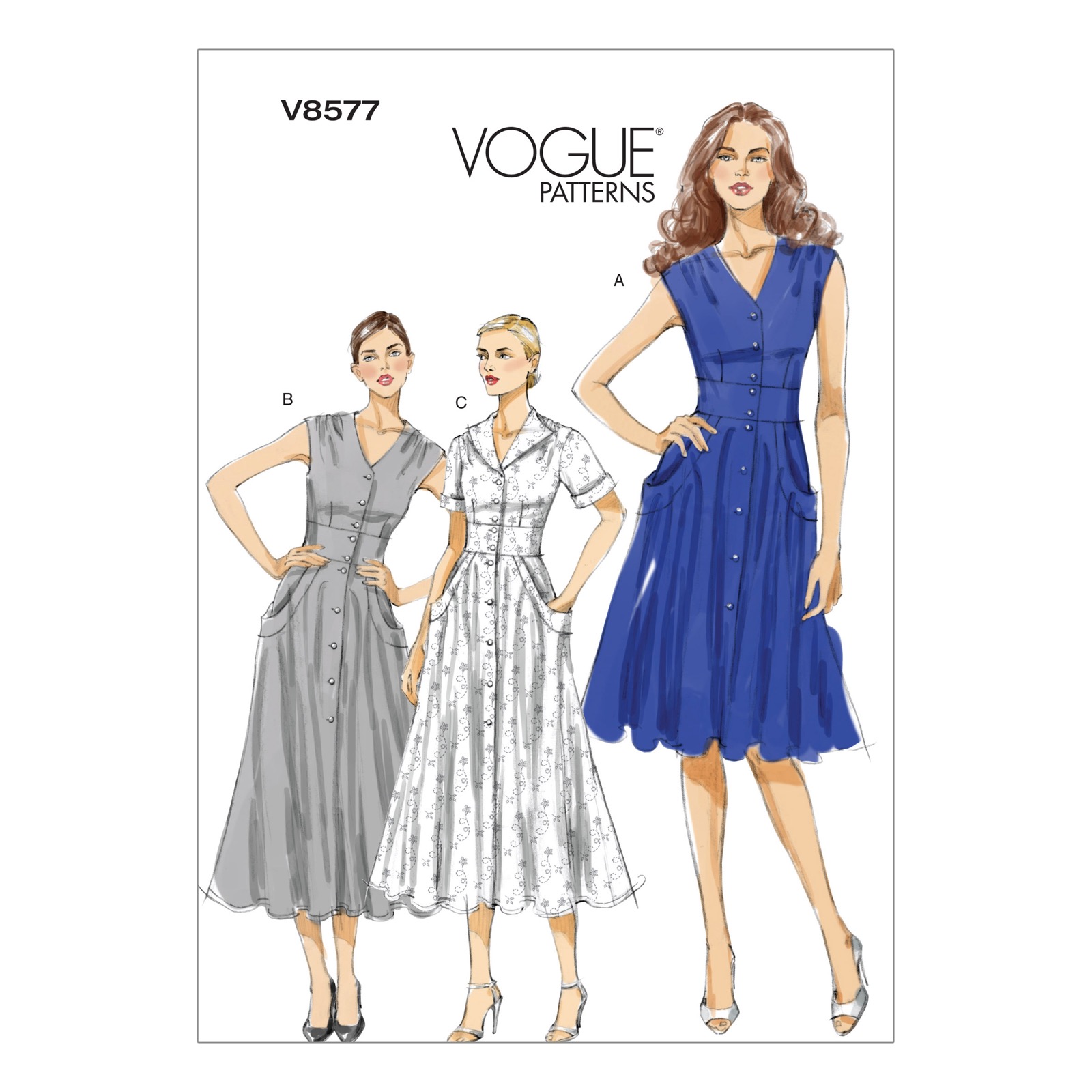 Einzelschnittmuster Vogue, Kleid, große Größen, Grün