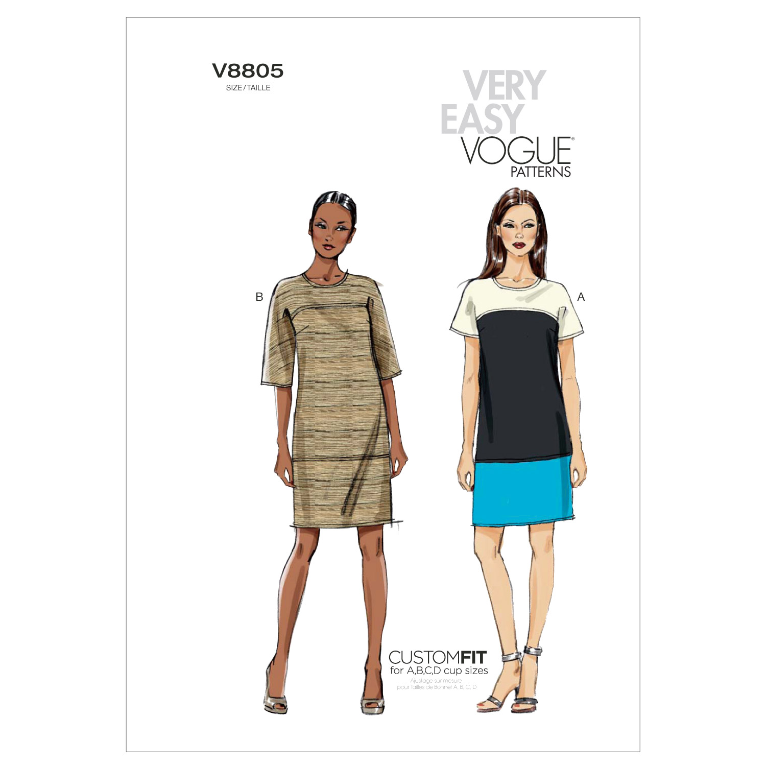 Einzelschnittmuster Vogue, kleine Größen, Kleid, Rot